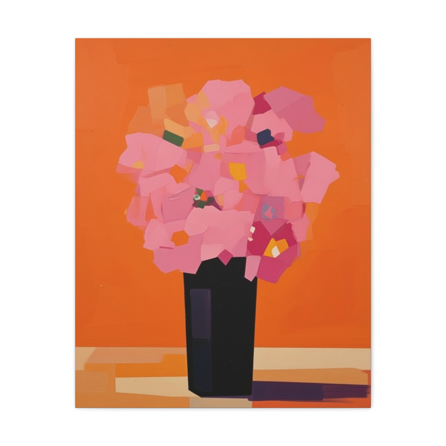 Modern Pink Flowers Canvas Print — Abstract Floral Wall Art