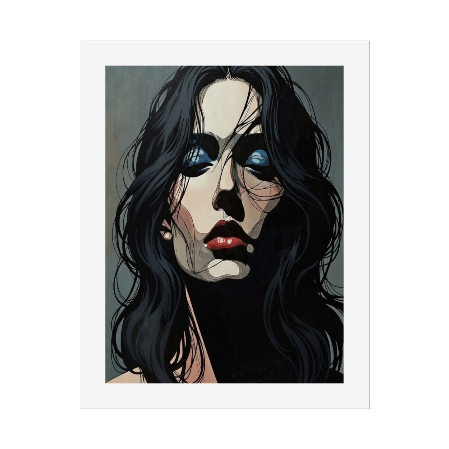 Rolled Poster — Moody Portrait Art Print (Dark Femme, Blue Eyeshadow)