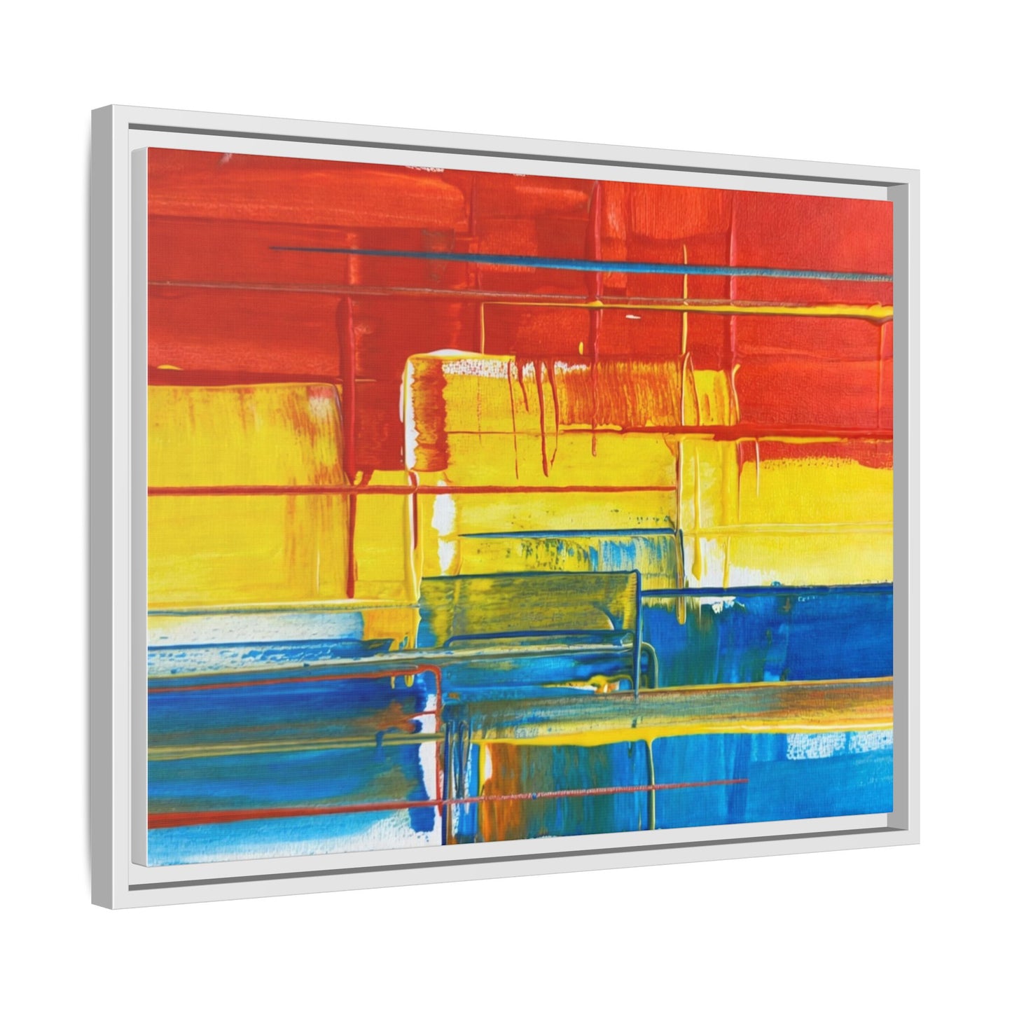 Abstract Multi-Color Framed Canvas Art — Modern Geometric Wall Decor