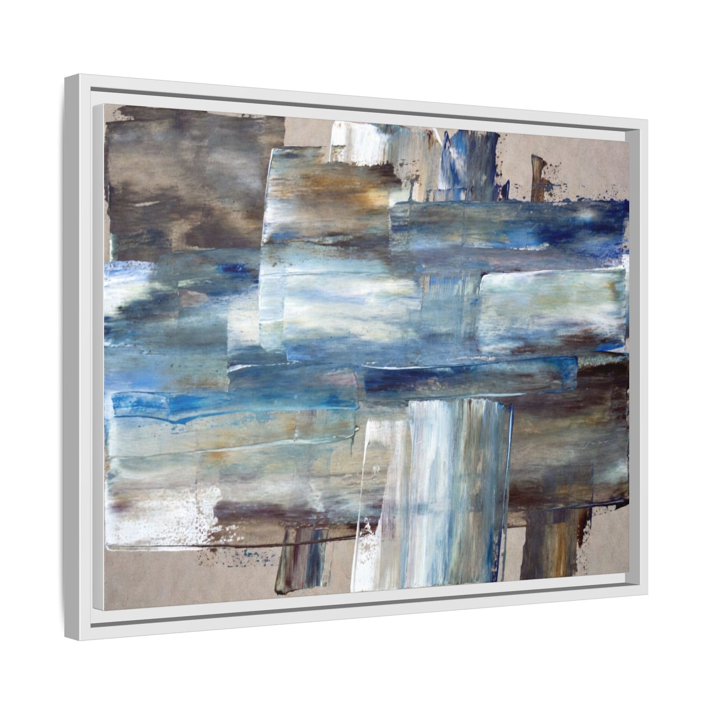 Abstract Blue Coastal Matte Canvas Framed Wall Art