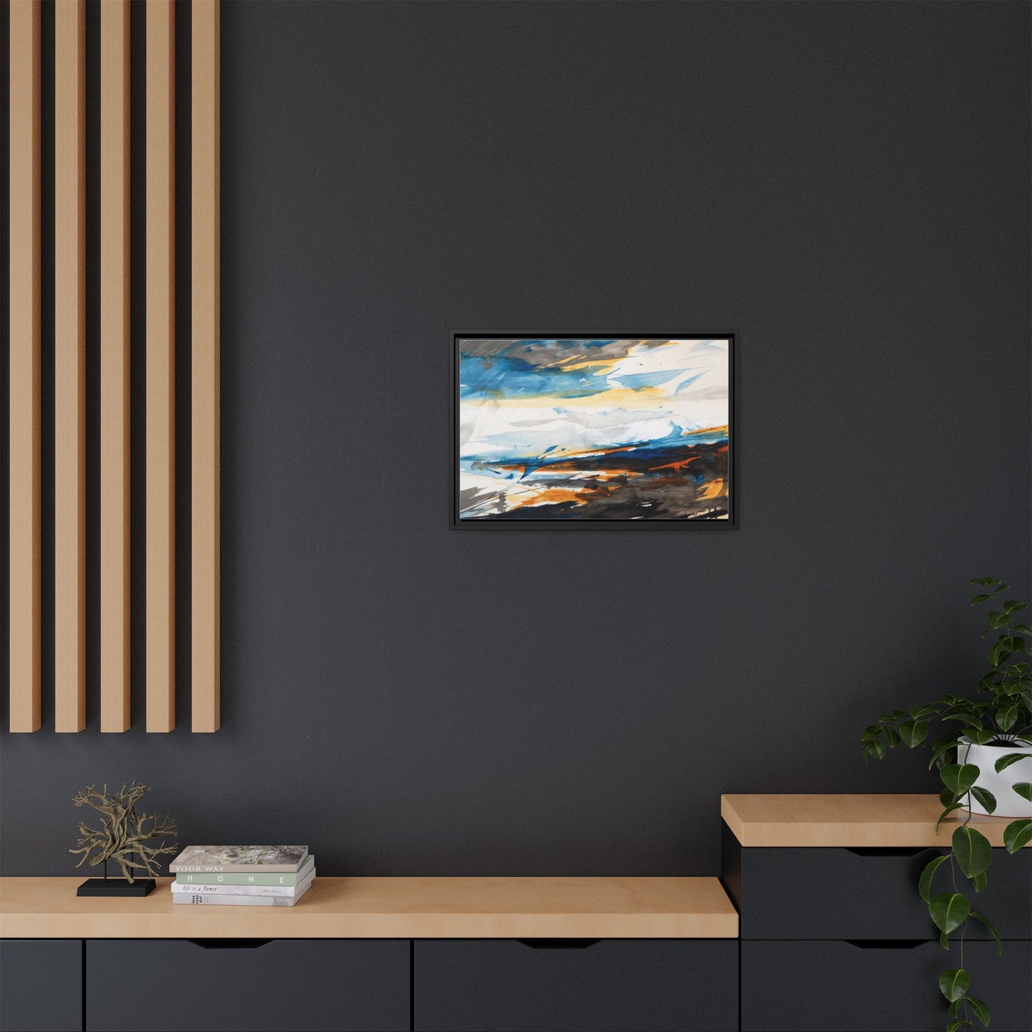 Abstract Coastal Waves Matte Canvas Framed Wall Art