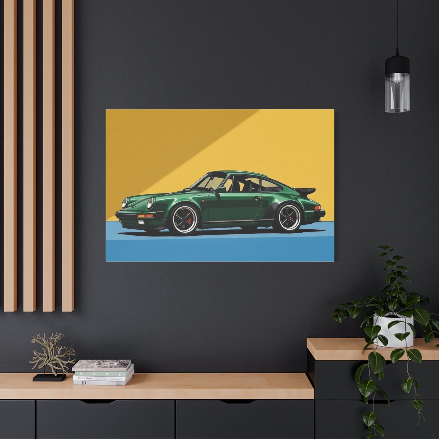 Vintage Green Porsche Art Print - Matte Stretched Canvas