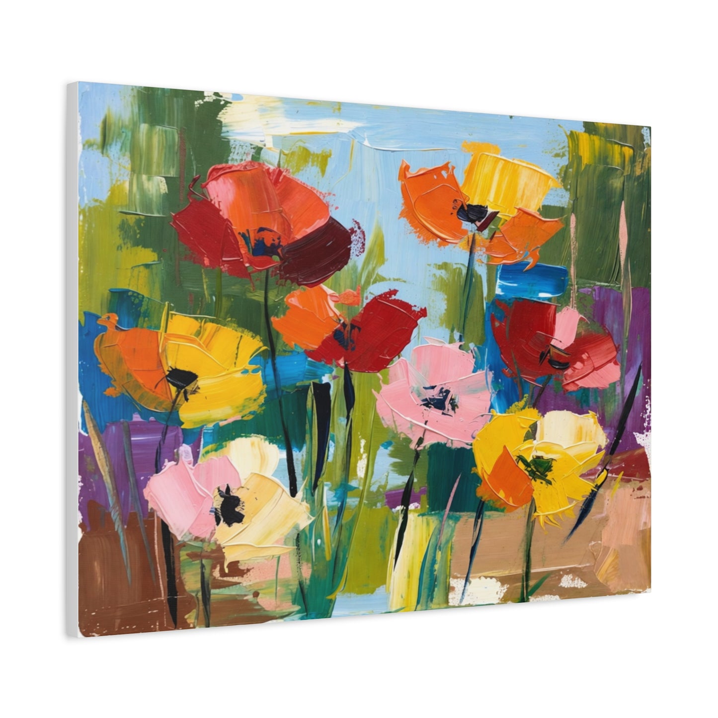 Colorful Abstract Floral Canvas Wall Art — Matte Stretched 1.25"