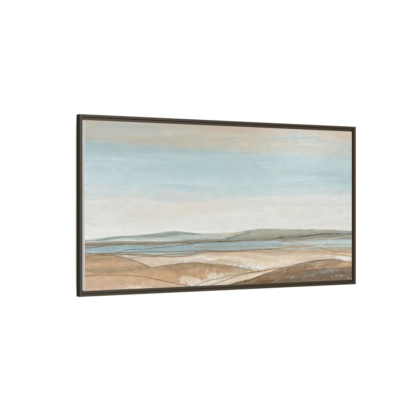 Framed Abstract Landscape Matte Canvas — Serene Coastal Horizon Wall Art