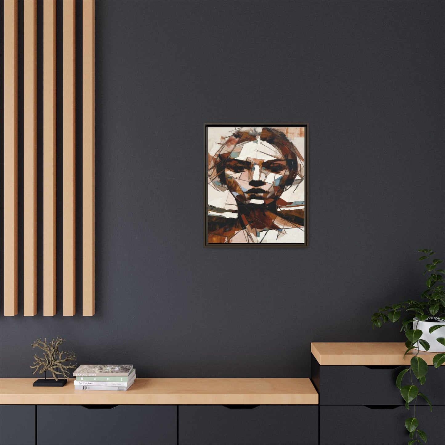 Abstract Woman Portrait Matte Canvas Framed — Geometric Multi-Color Wall Art
