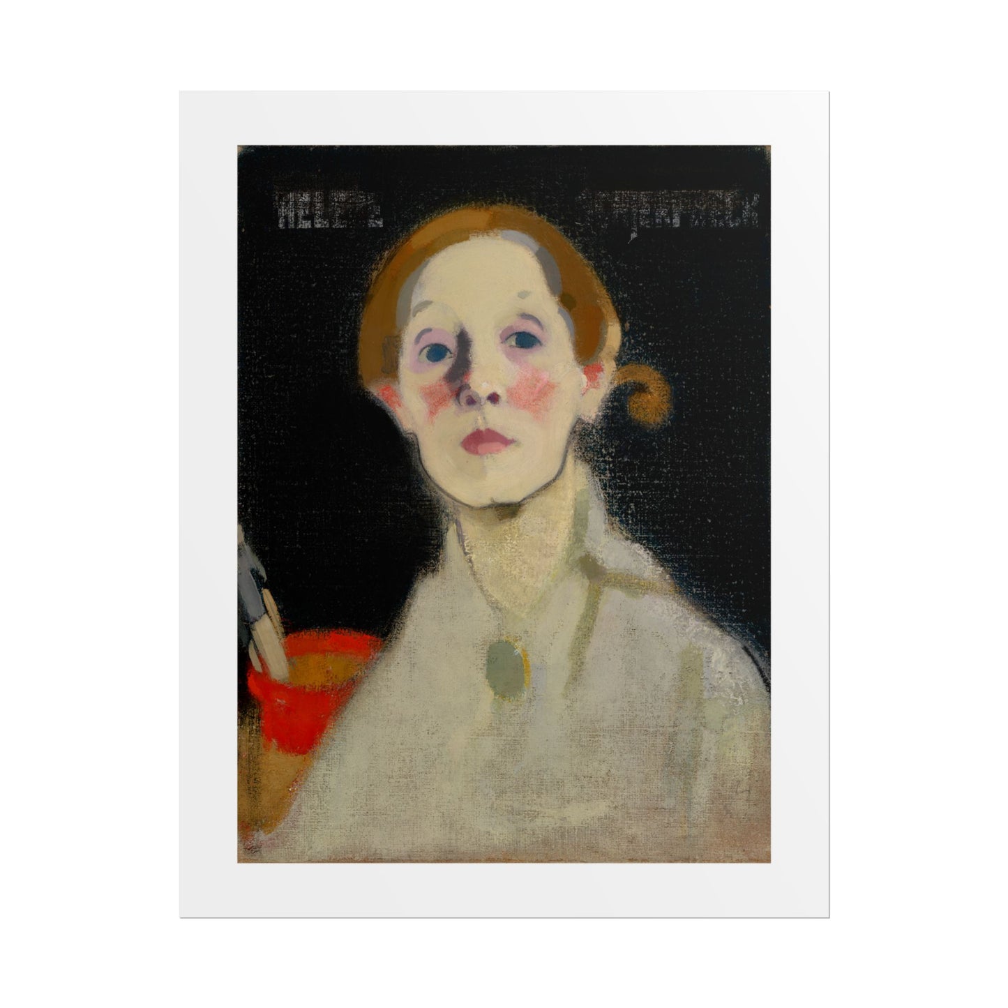 Self-Portrait Black Background by Helene Schjerfbeck Wall Art Print