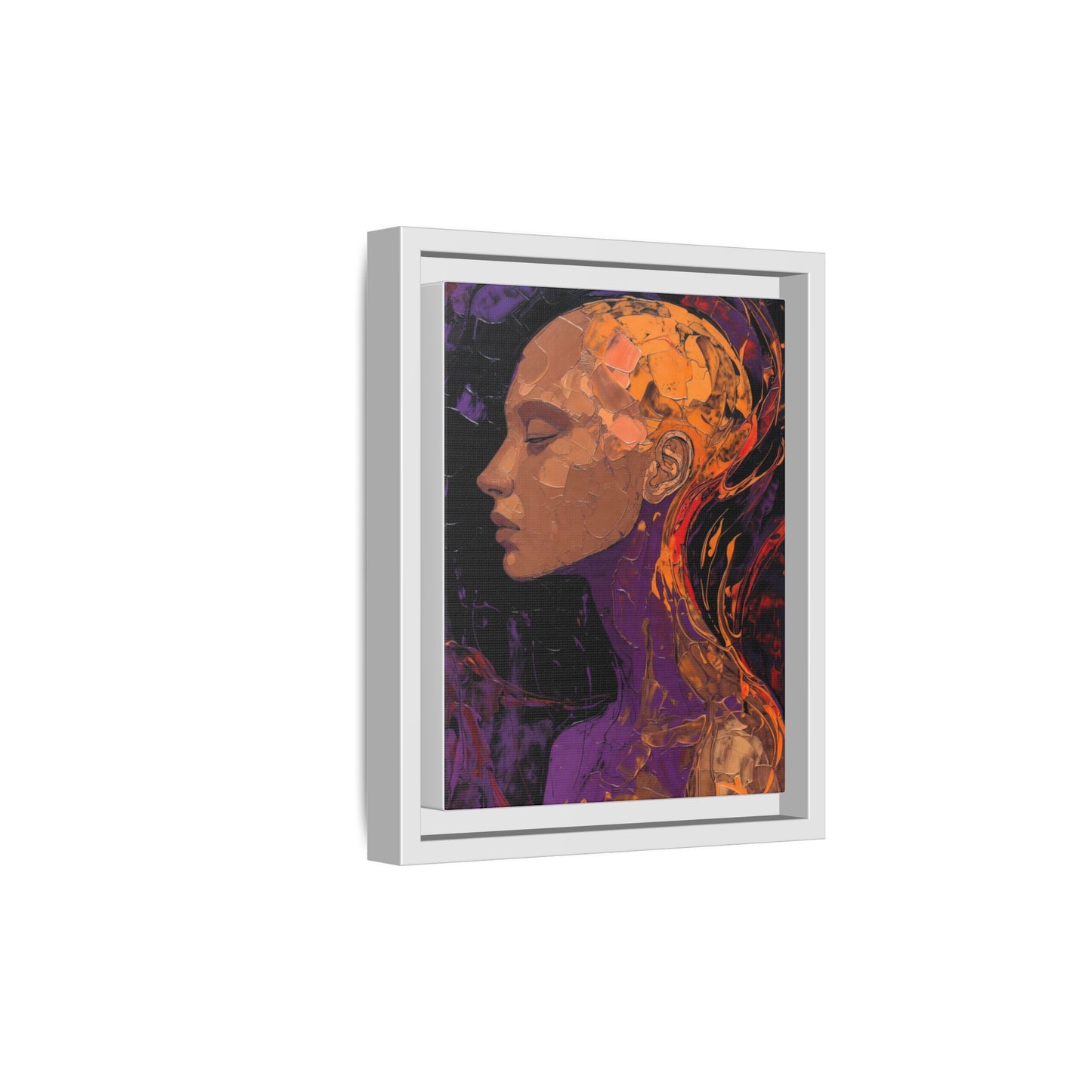 Abstract Profile Portrait Matte Framed Canvas — Multicolor Feminine Art Print