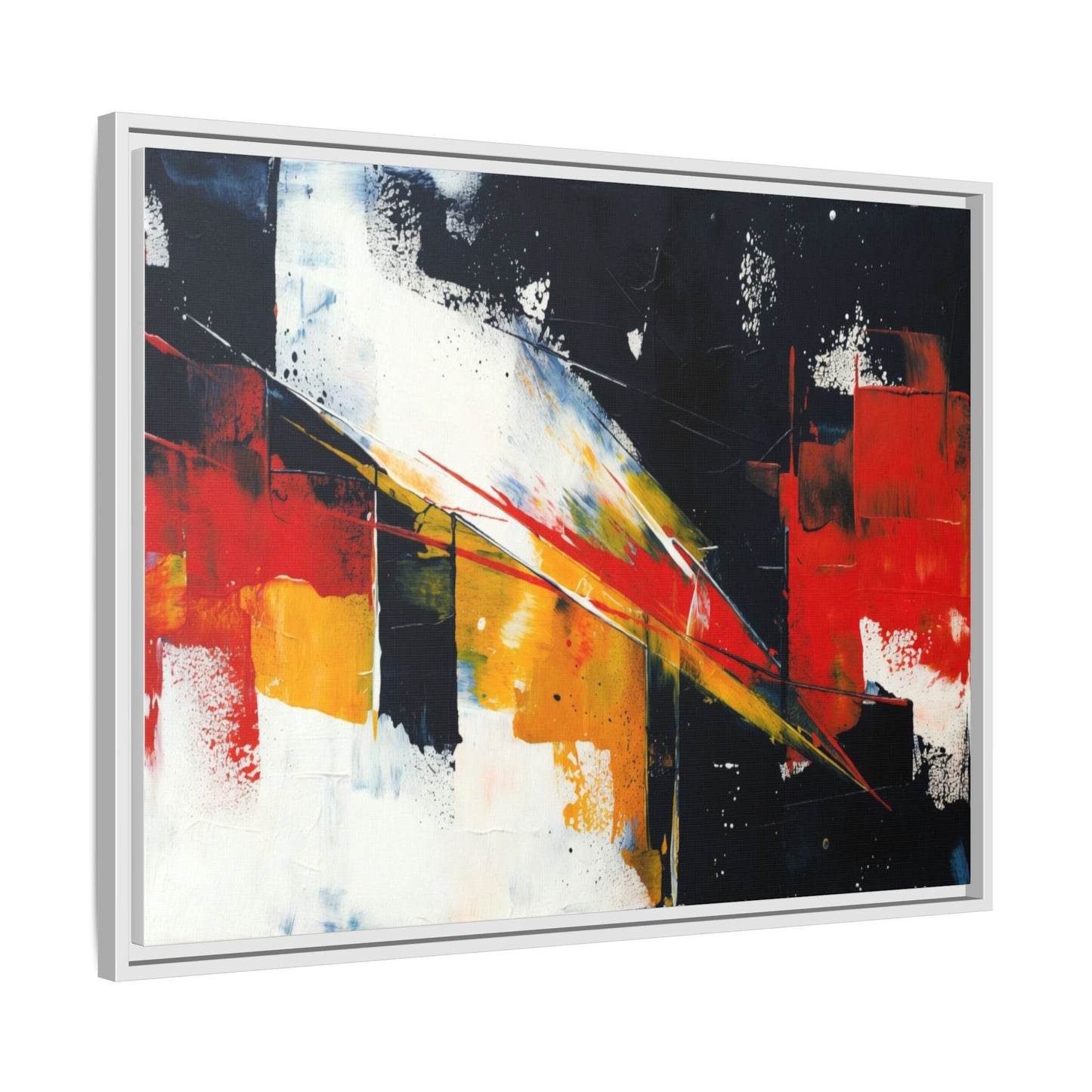 Abstract Red & Black Framed Canvas Print — Modern Geometric Wall Art