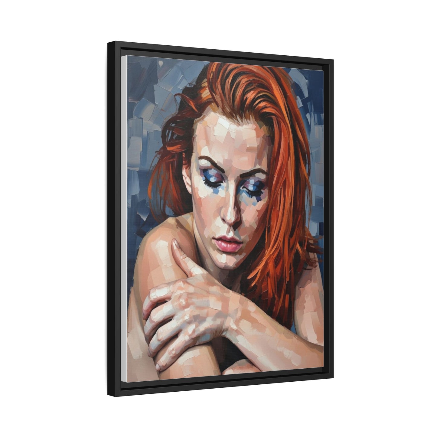 Framed Matte Canvas Art – Contemplative Redhead Portrait