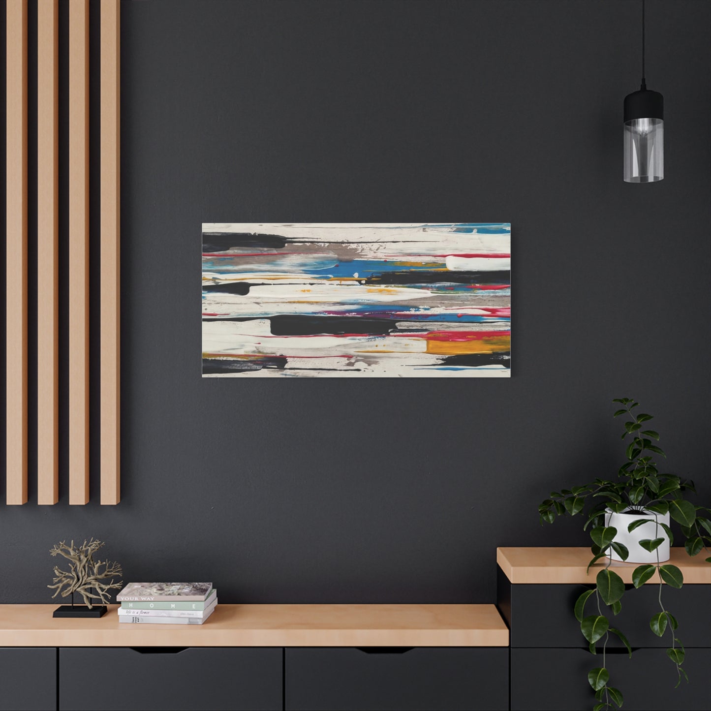 Abstract Color Streaks Matte Canvas Print — Modern Horizontal Wall Art