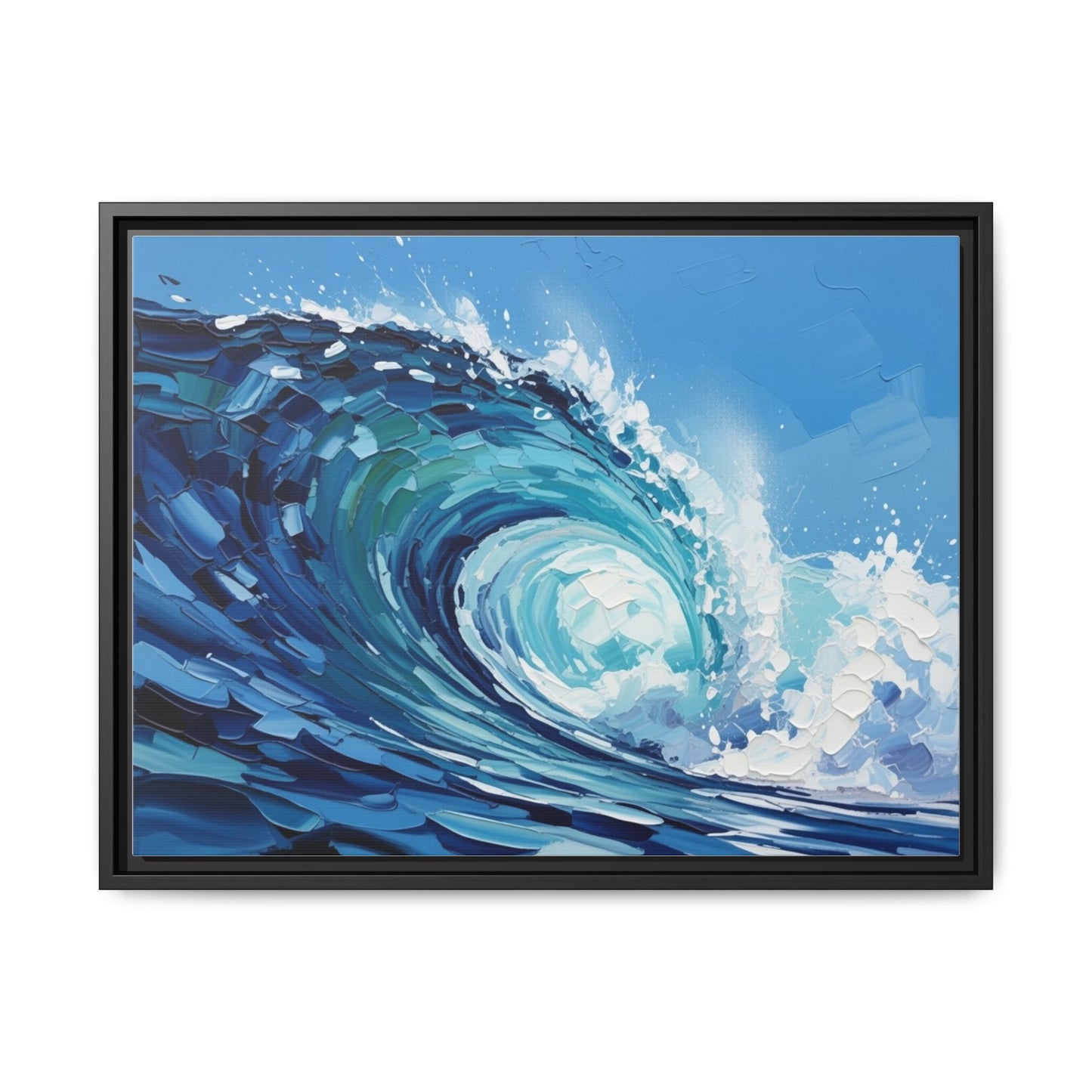 Framed Matte Canvas Wave Art — Blue Ocean Surf Wall Decor