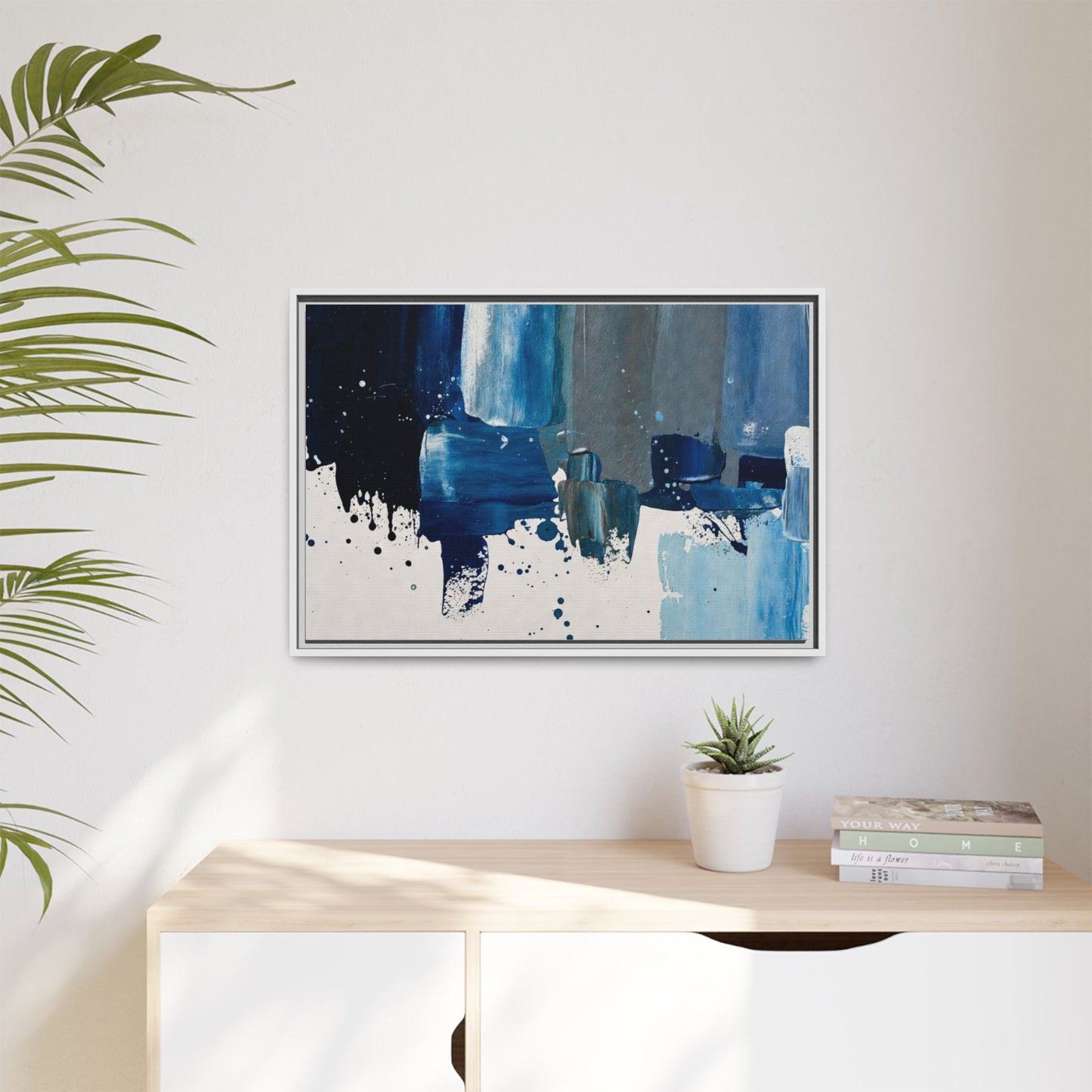 Abstract Blue Ocean Matte Canvas Framed Wall Art