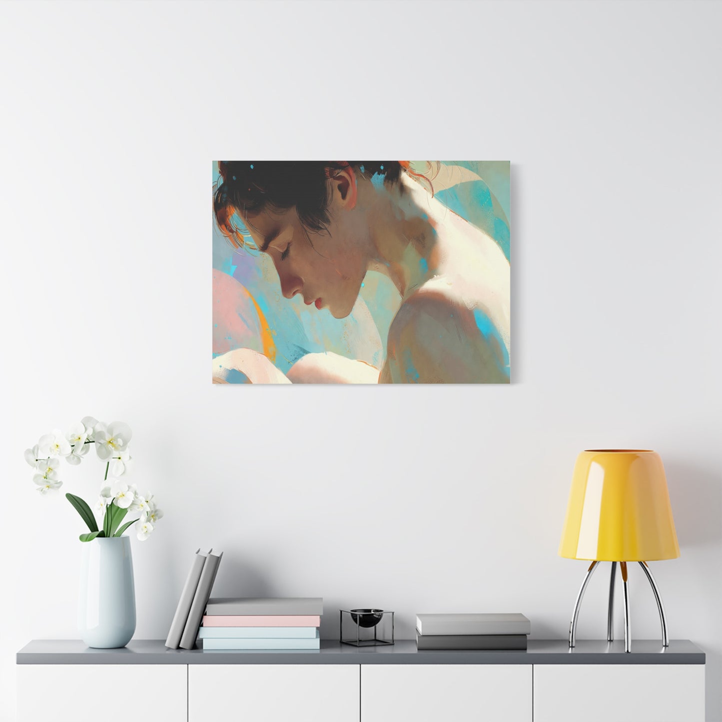 Dreamy Portrait Matte Canvas Print — Serene Female Profile Wall Art, Stretched 1.25"