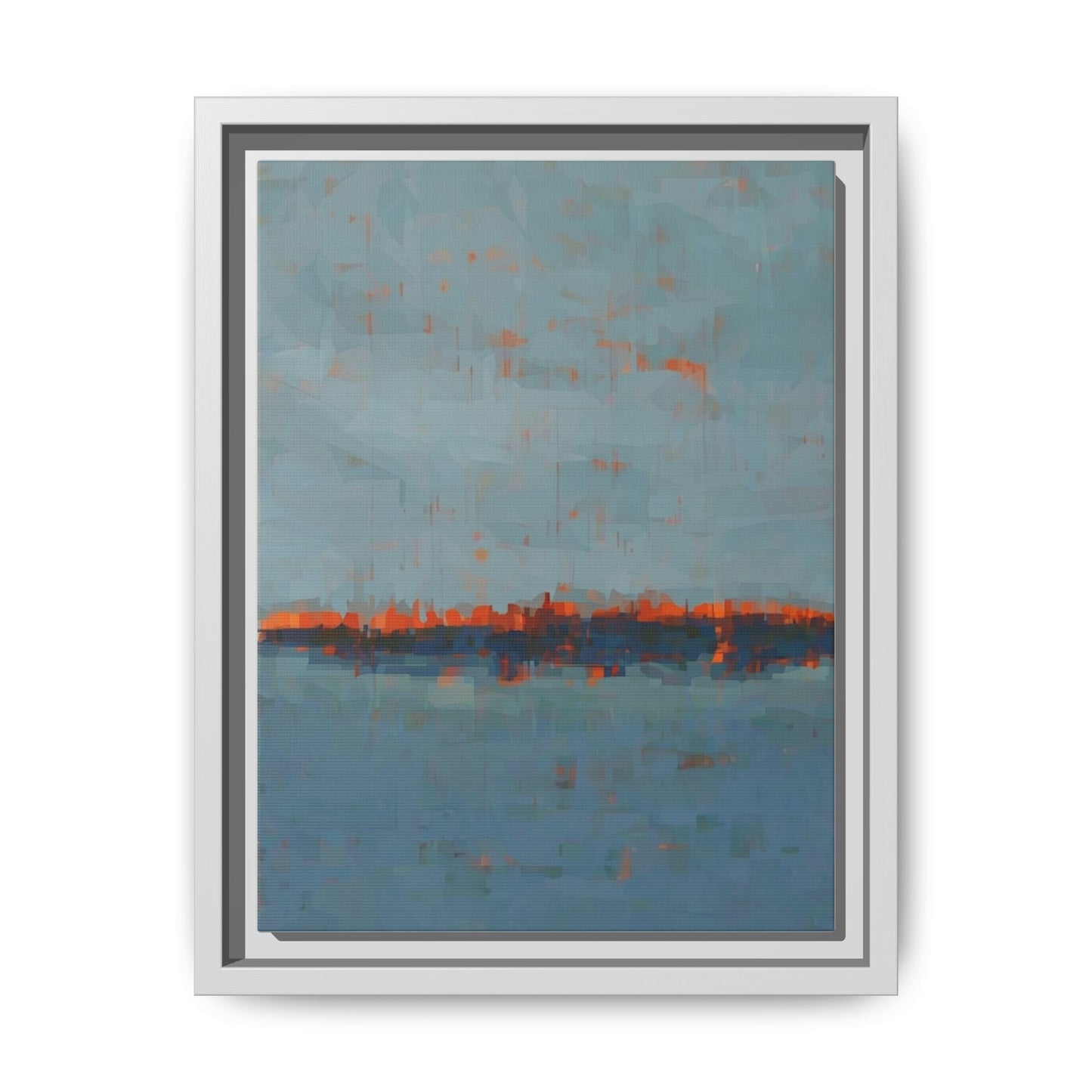 Framed Canvas Art — Teal & Orange Abstract Seascape