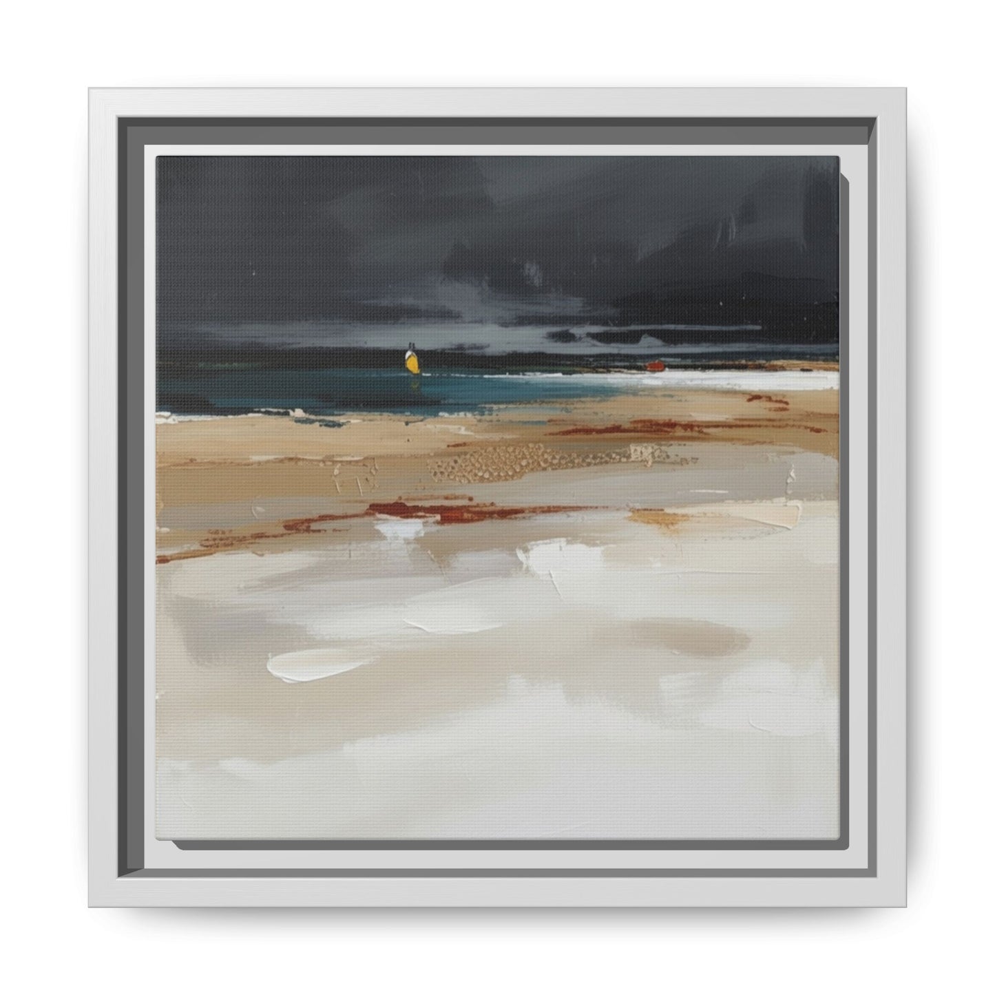 Framed Matte Canvas Beachscape Art Print — Coastal Abstract Wall Decor