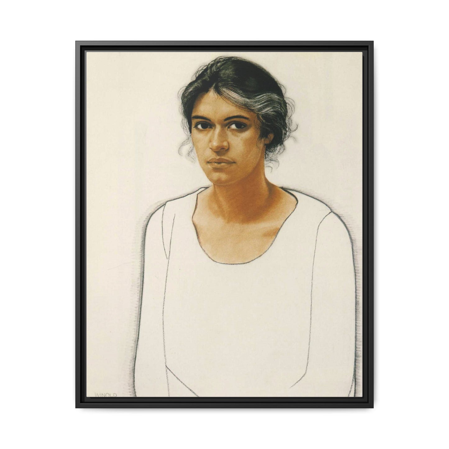 Portrait of a Woman by Winold Reiss Framed Matte Canvas Portrait Print