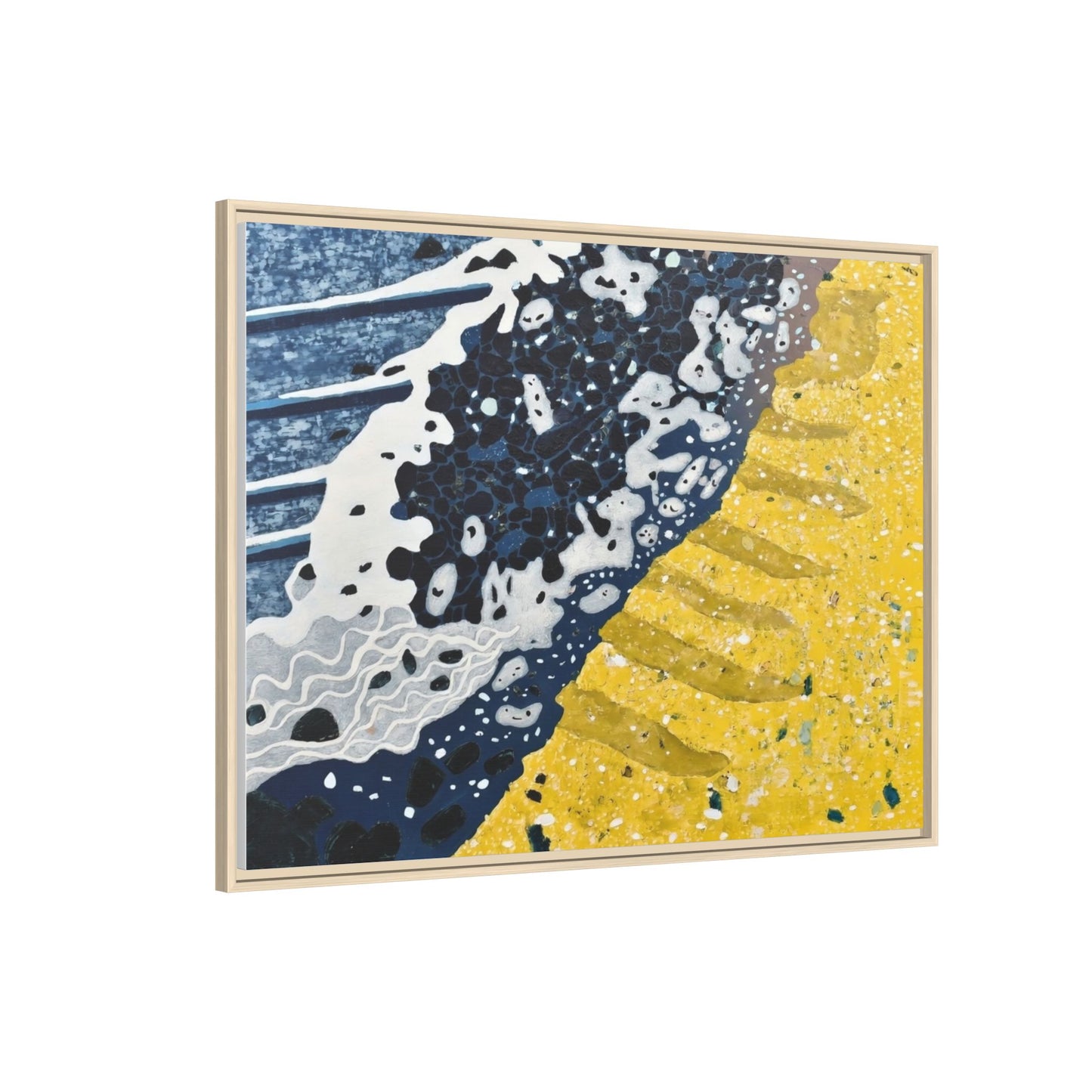 Framed Abstract Ocean & Sand Matte Canvas Print