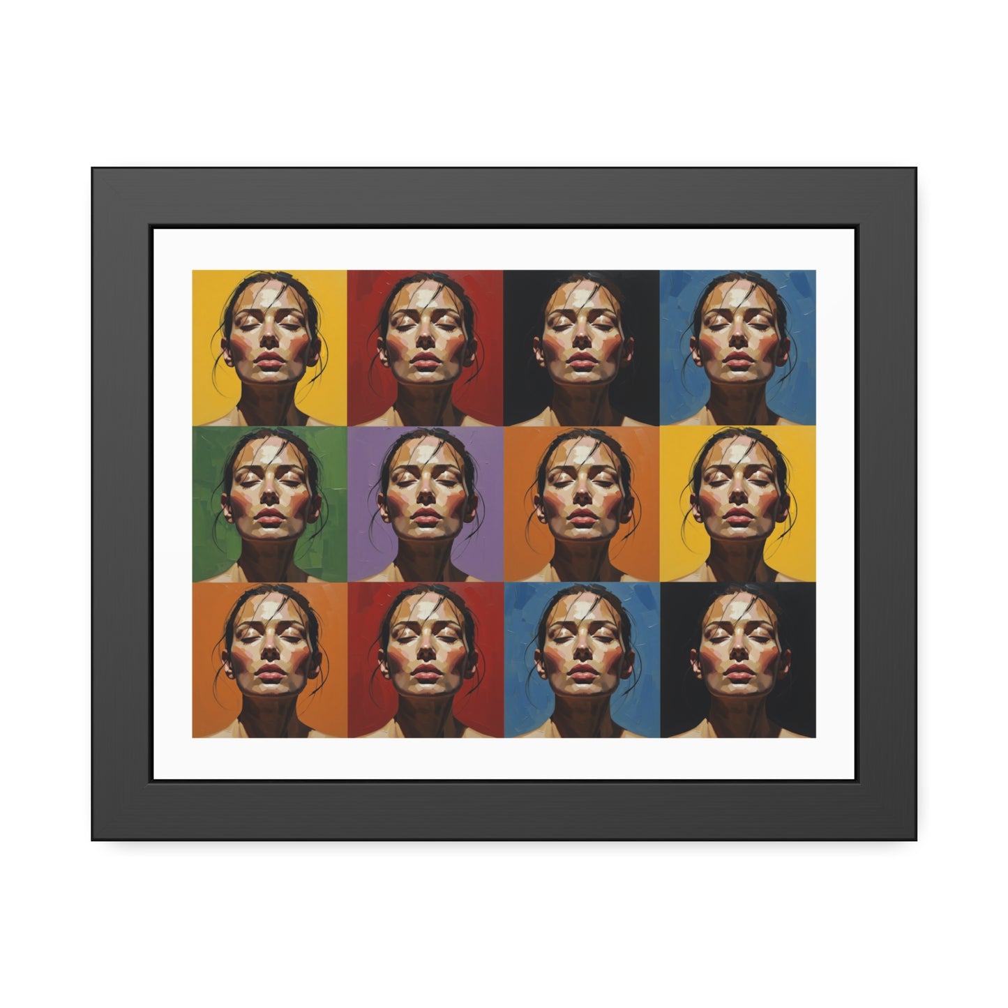 Framed Poster – Color Pop Portrait Grid Wall Art