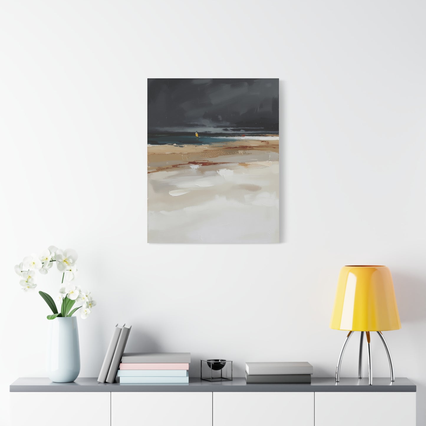 Beachscape Canvas Art — Stormy Seascape Matte Stretched Wall Art