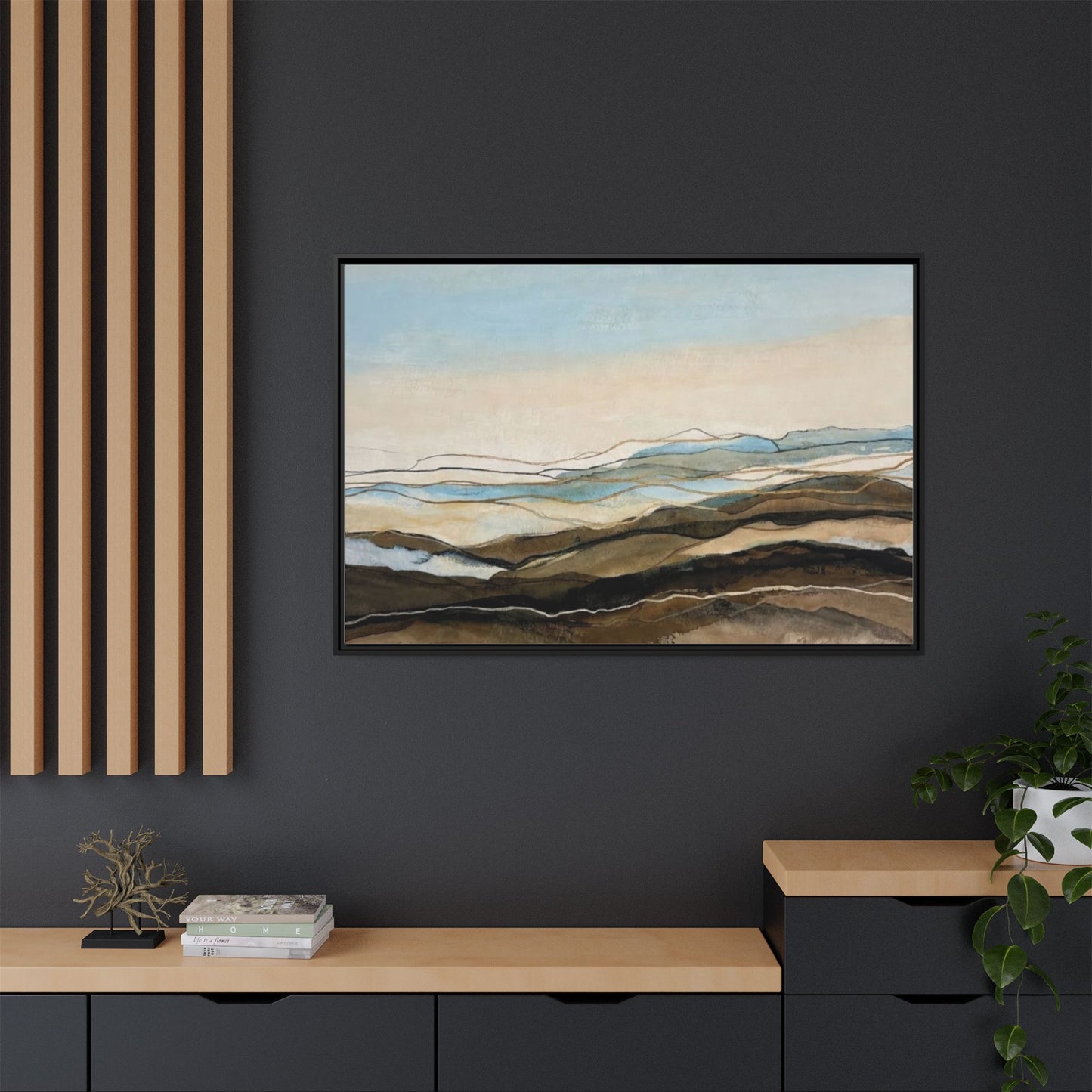 Framed Matte Canvas Print — Abstract Coastal Landscape Wall Art