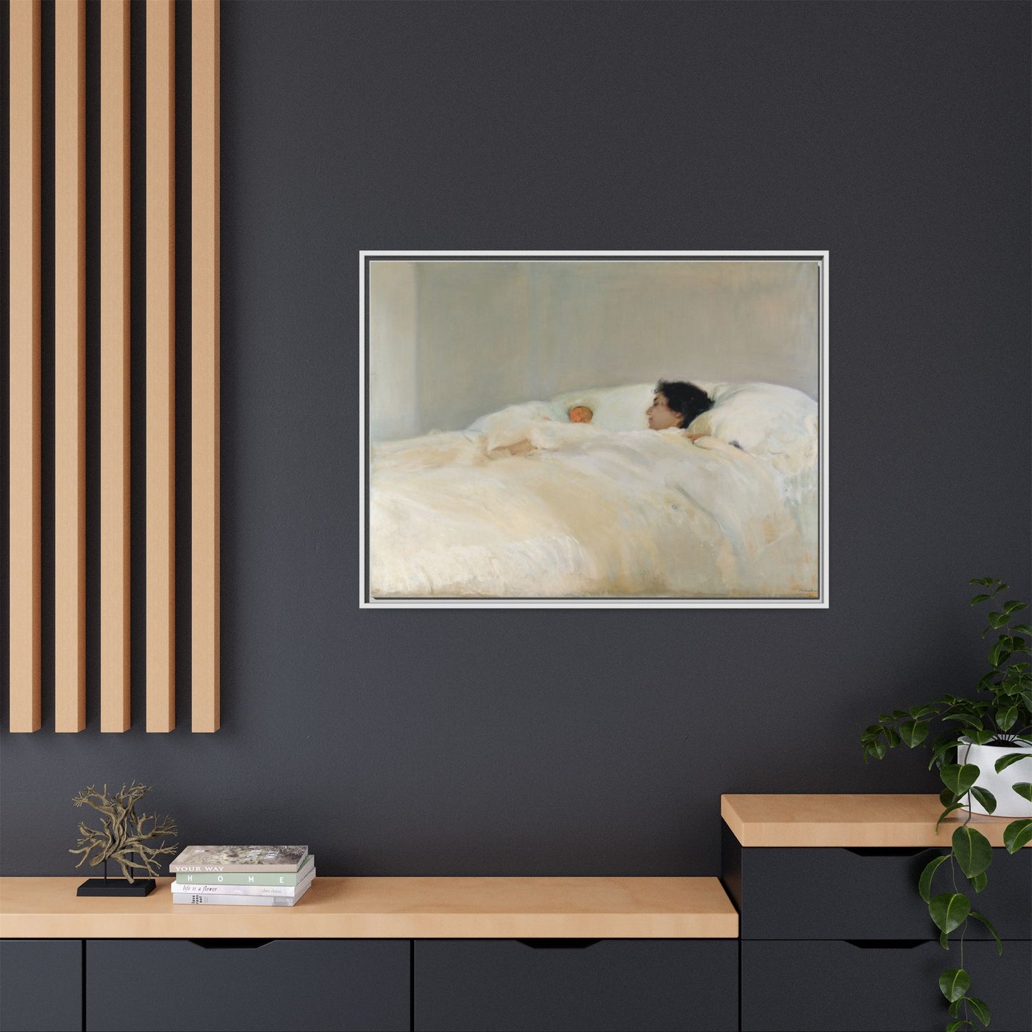 Mother by Joaquin Sorolla y Bastida Framed Matte Canvas Wall Art Print