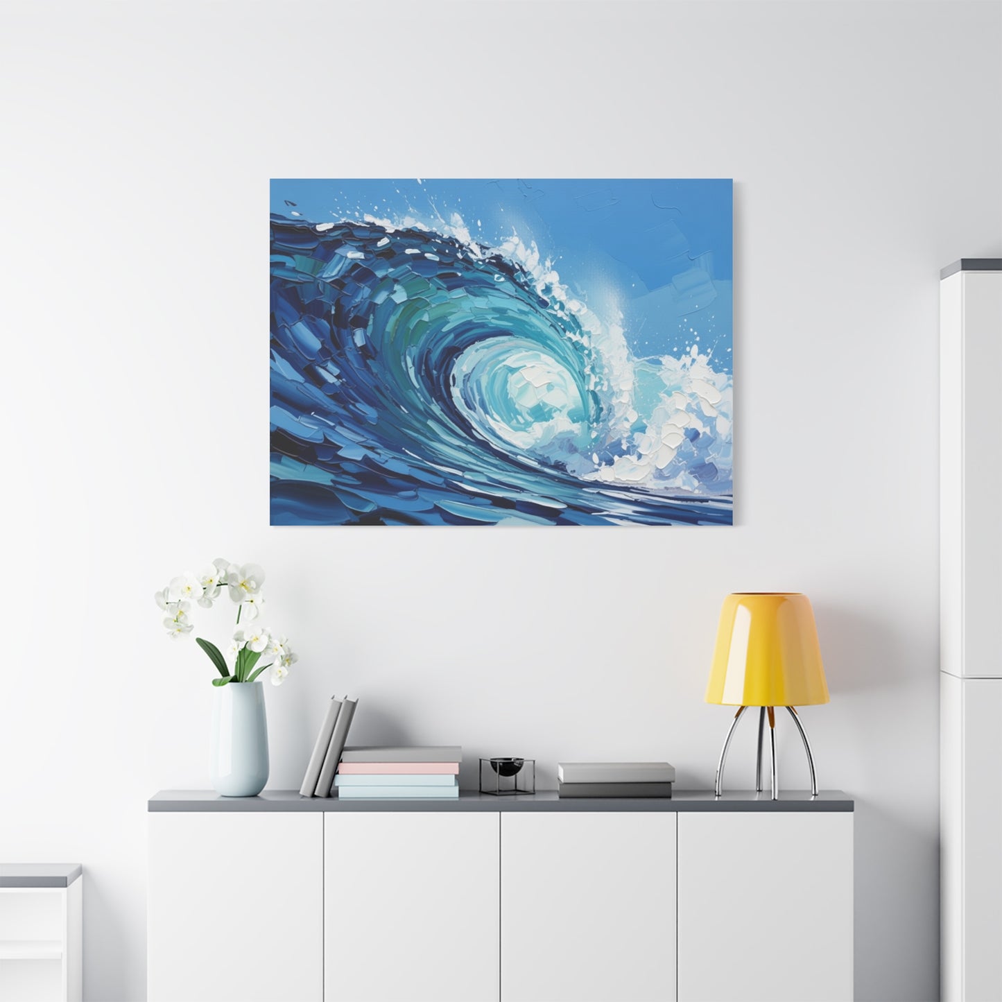 Ocean Wave Matte Canvas Wall Art — Blue Surf Wave Painting, Stretched 1.25"