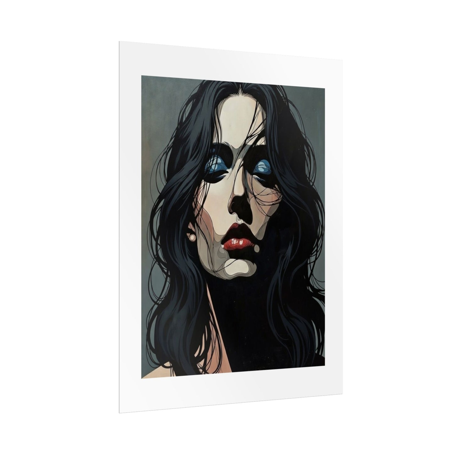 Rolled Poster — Moody Portrait Art Print (Dark Femme, Blue Eyeshadow)