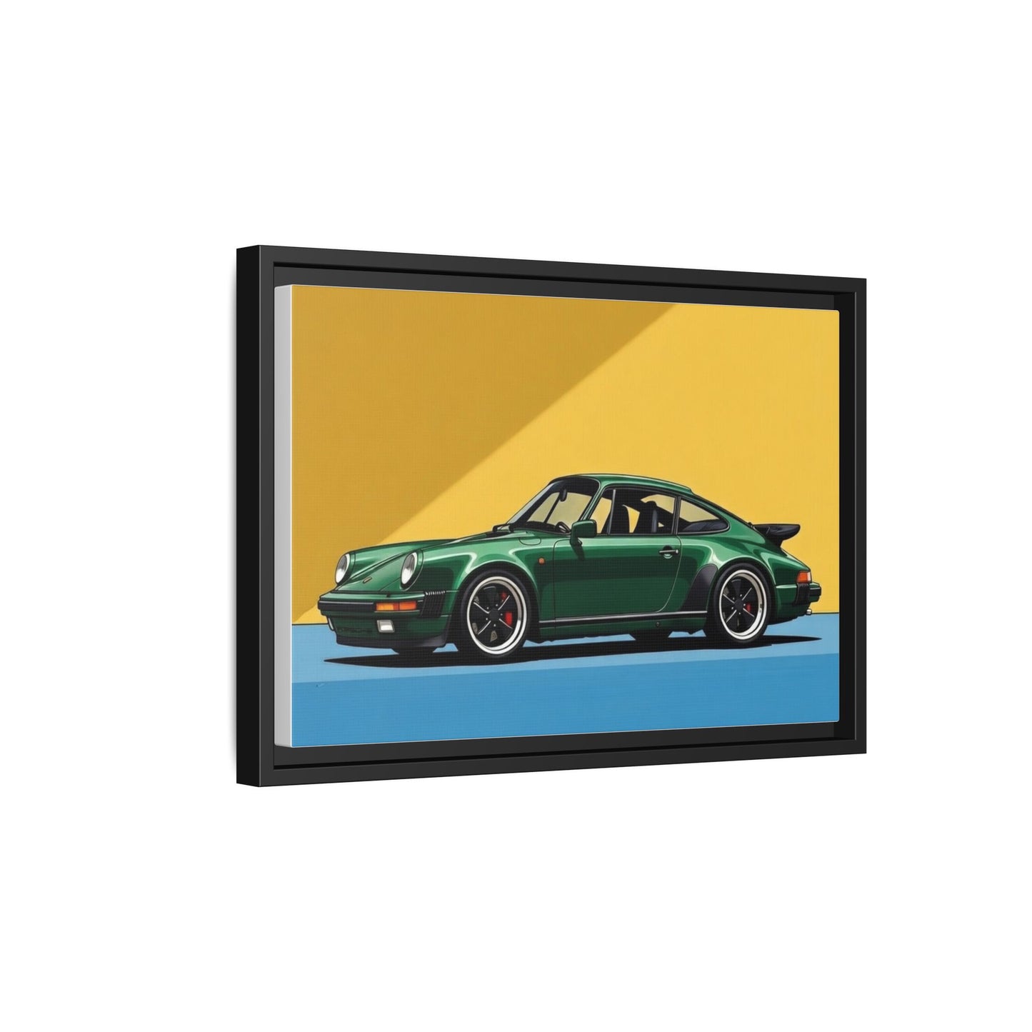 Framed Matte Canvas — Green Sports Car Wall Art