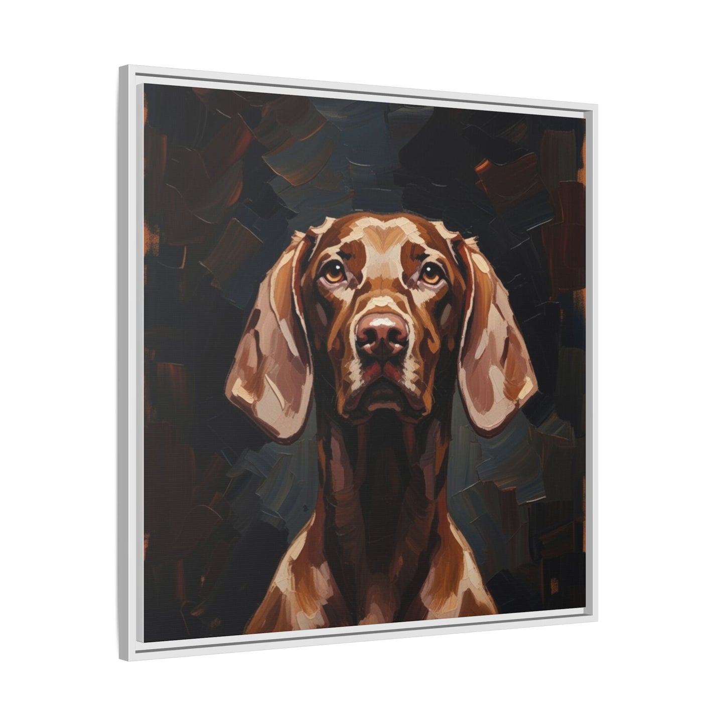 Framed Matte Canvas Dog Portrait – Brown Vizsla Wall Art
