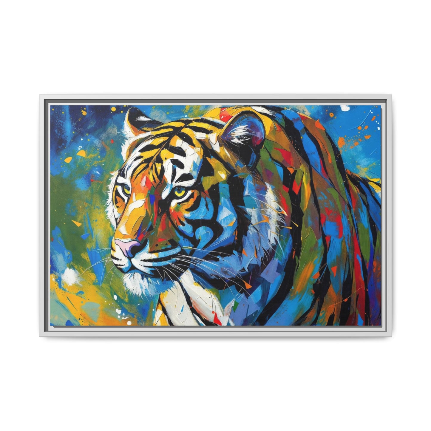 Colorful Tiger Matte Canvas Framed Art — Vibrant Wildlife Wall Decor