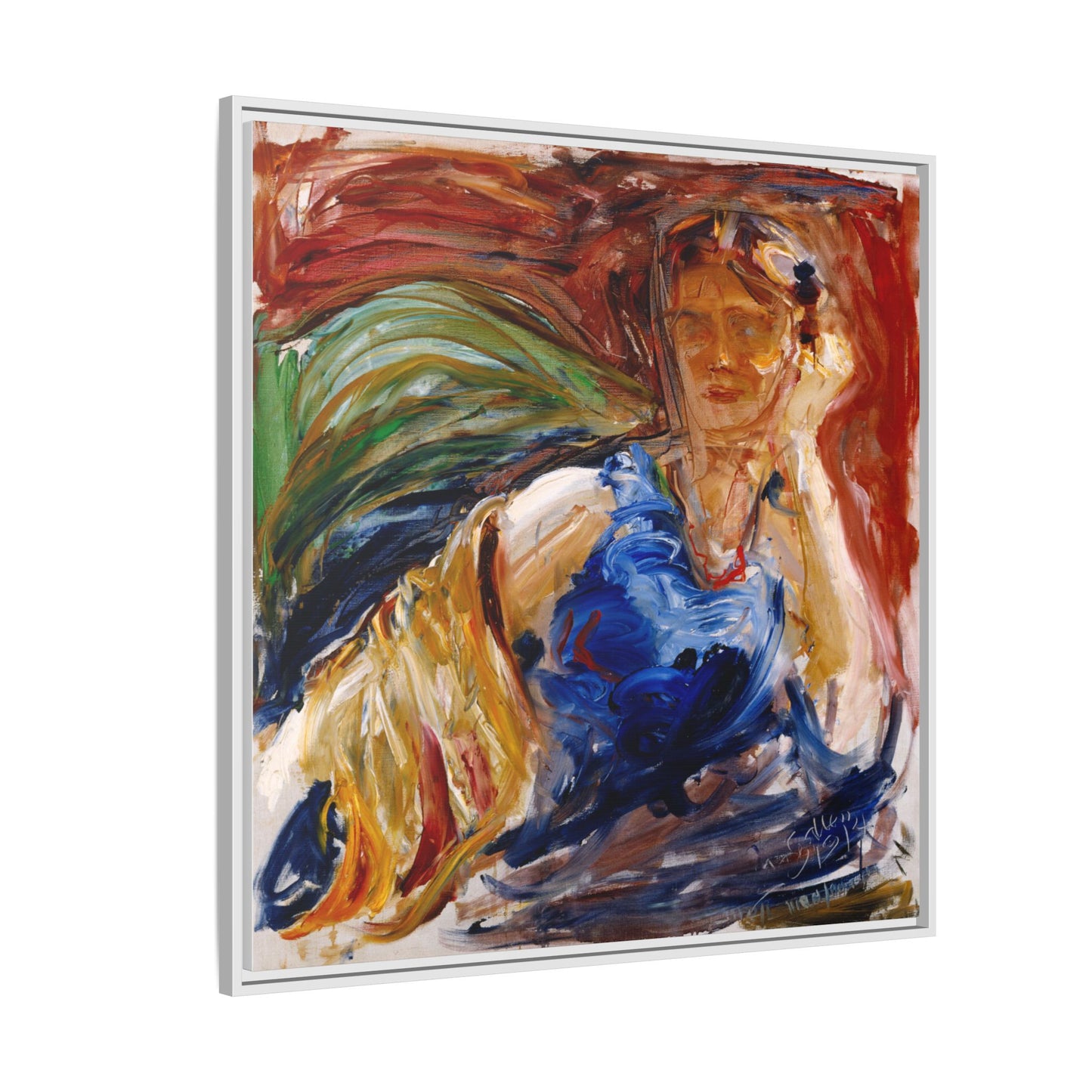 Portrait of hyllis Sjostrom by Akseli Gallen-Kallela Canvas Matte Framed Wall Art Print