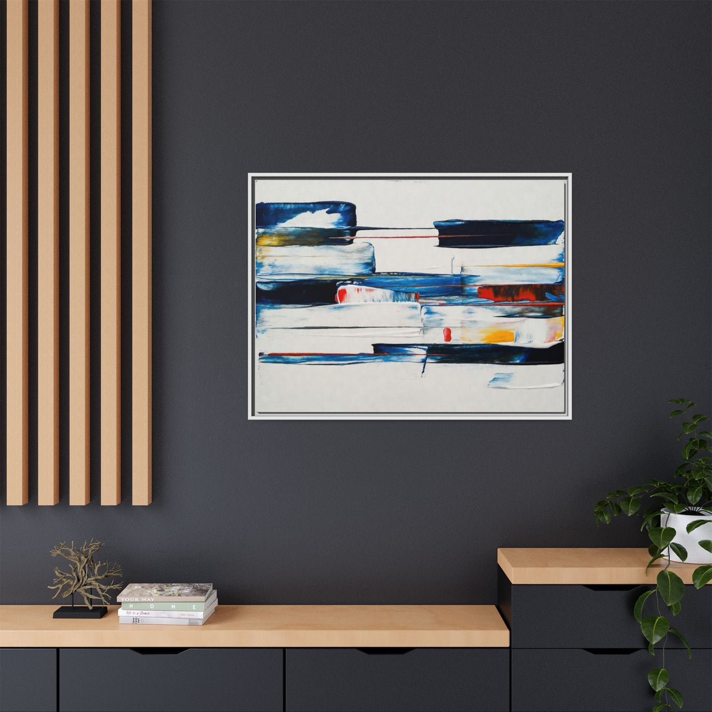 Abstract Coastal Brushstrokes Framed Canvas Print