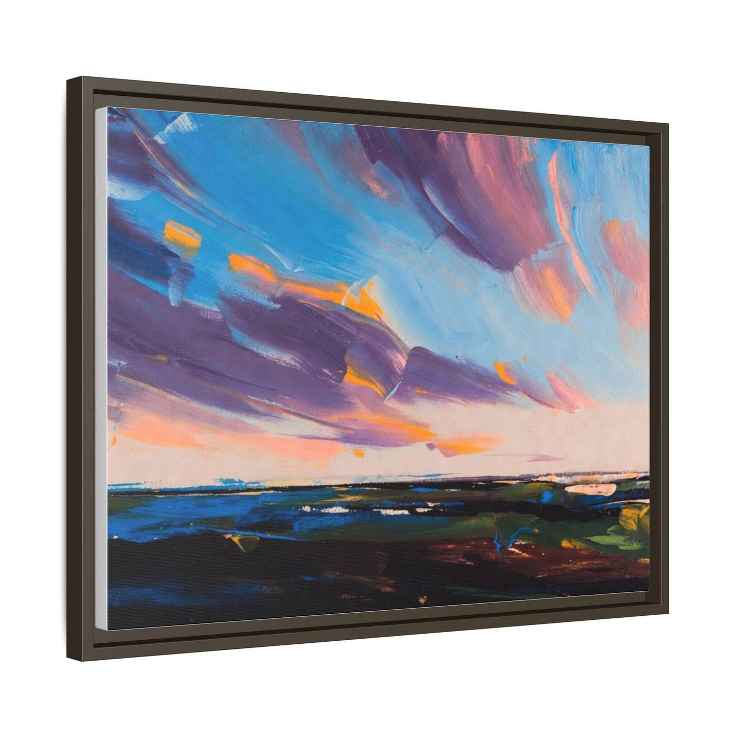 Framed Matte Canvas Abstract Seascape Sunset Art Print