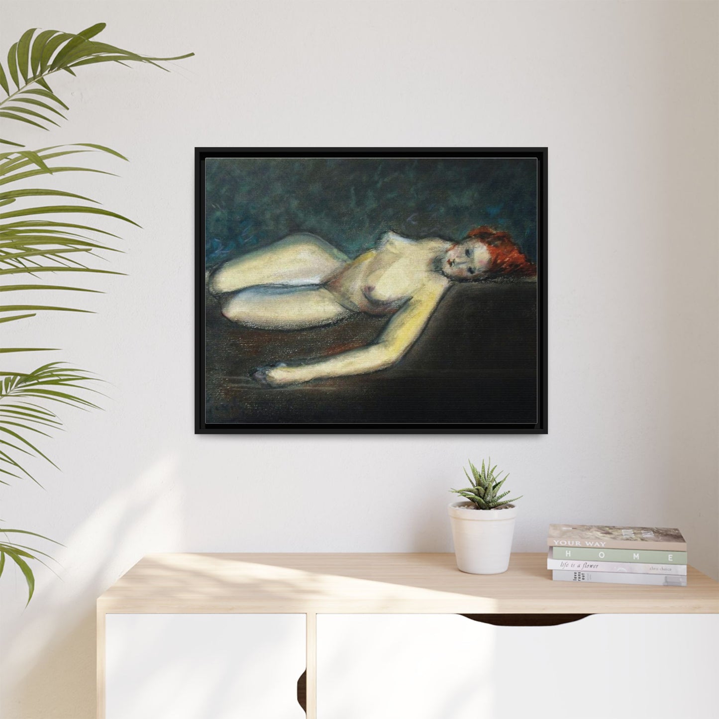 Lying nude by Paul Gosselin Framed Matte Canvas Wall Art Print
