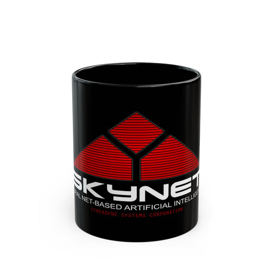 Skynet Logo Black Mug — Sci‑Fi AI Coffee Cup (11oz & 15oz)