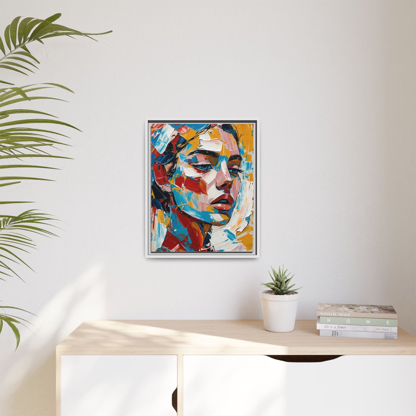 Colorful Abstract Portrait Framed Canvas Print