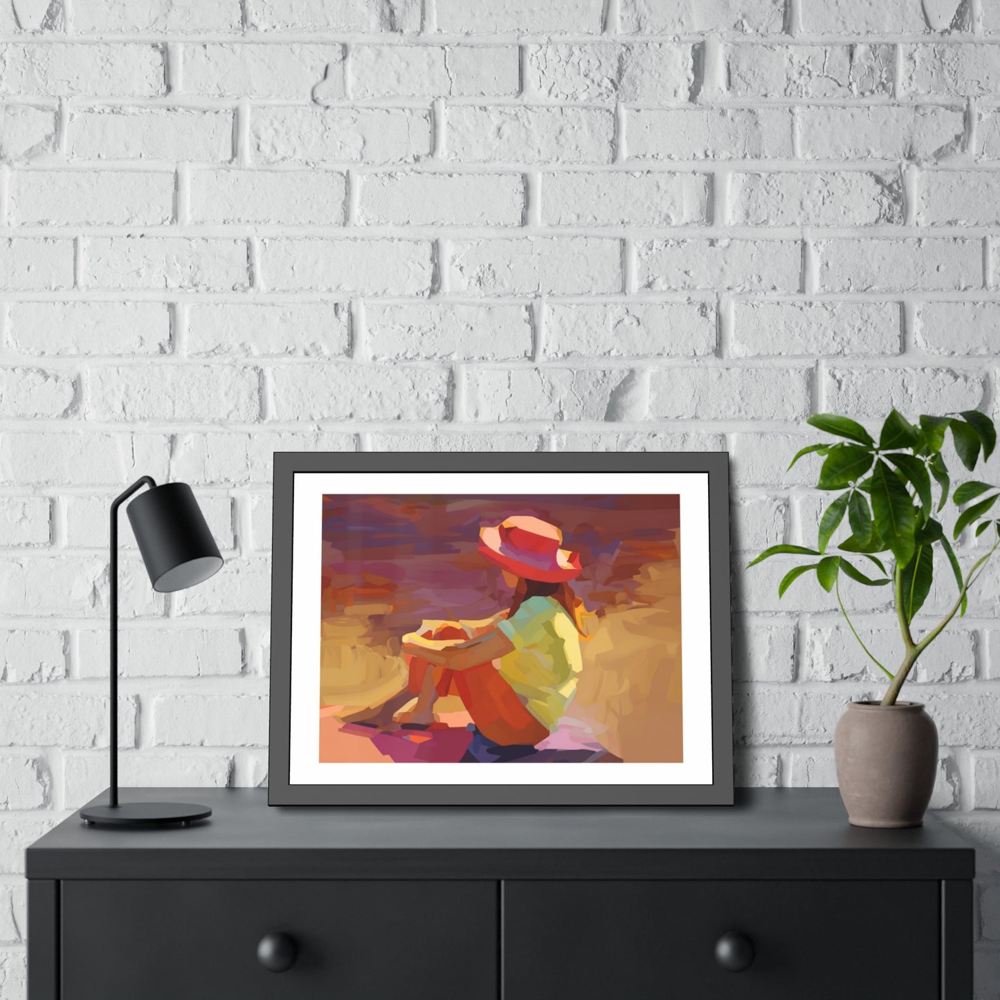 Framed Poster — Vibrant Coastal Girl Illustration, Summer Beach Wall Art