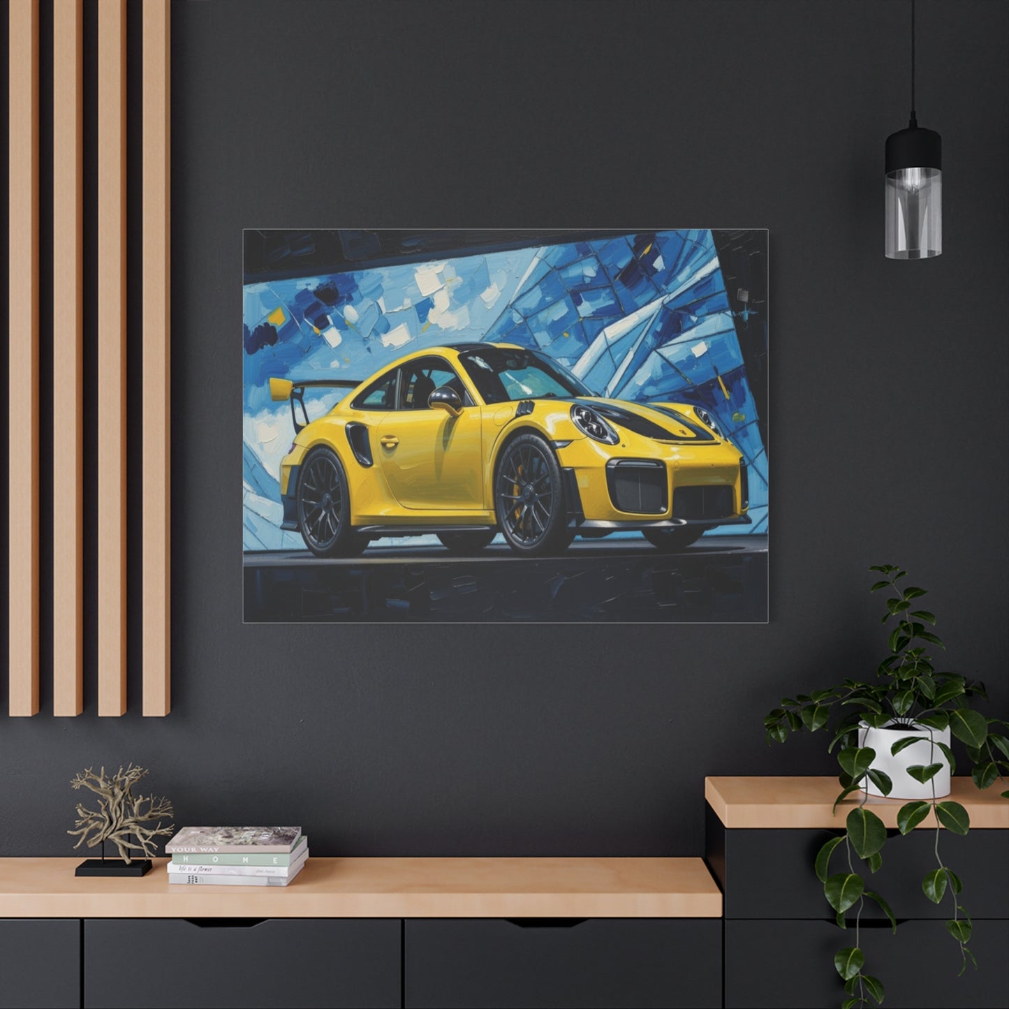 Yellow Porsche Sports Car Canvas Print — Modern Automotive Wall Art