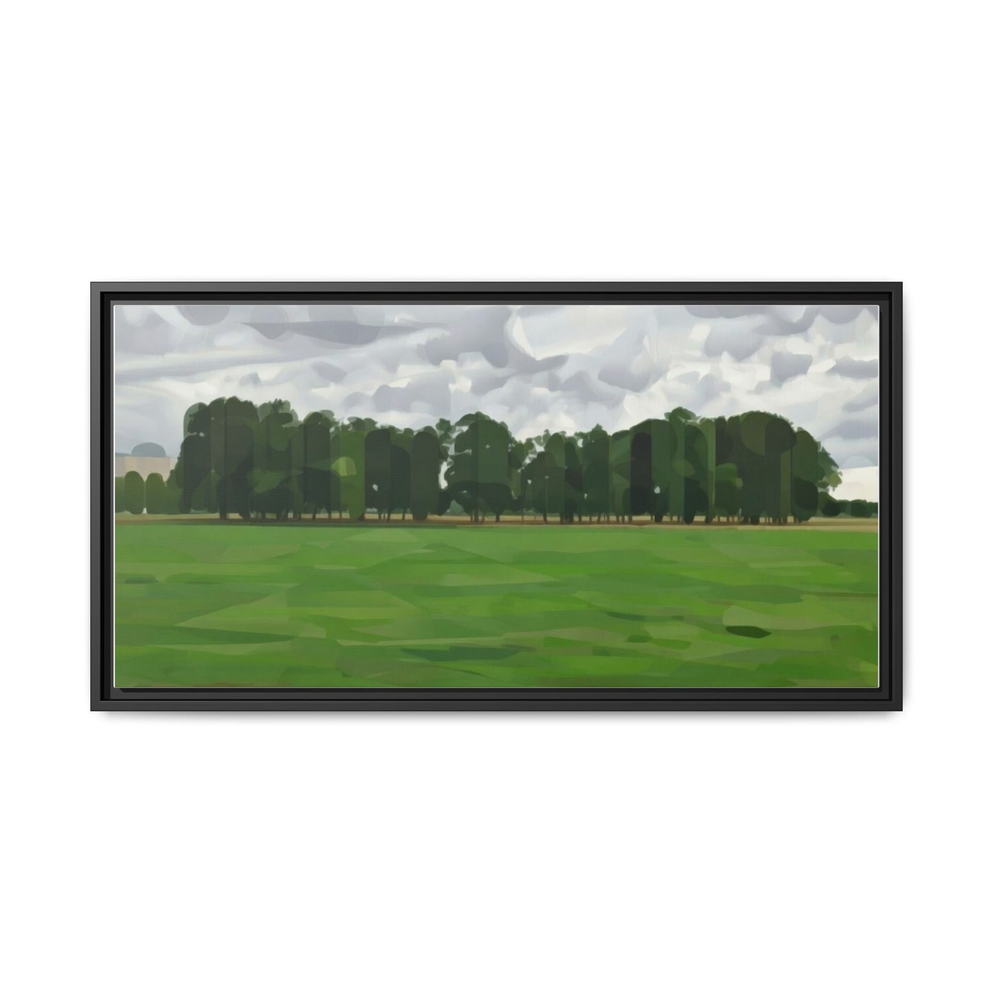 Framed Matte Canvas Print — Minimalist Green Landscape Art