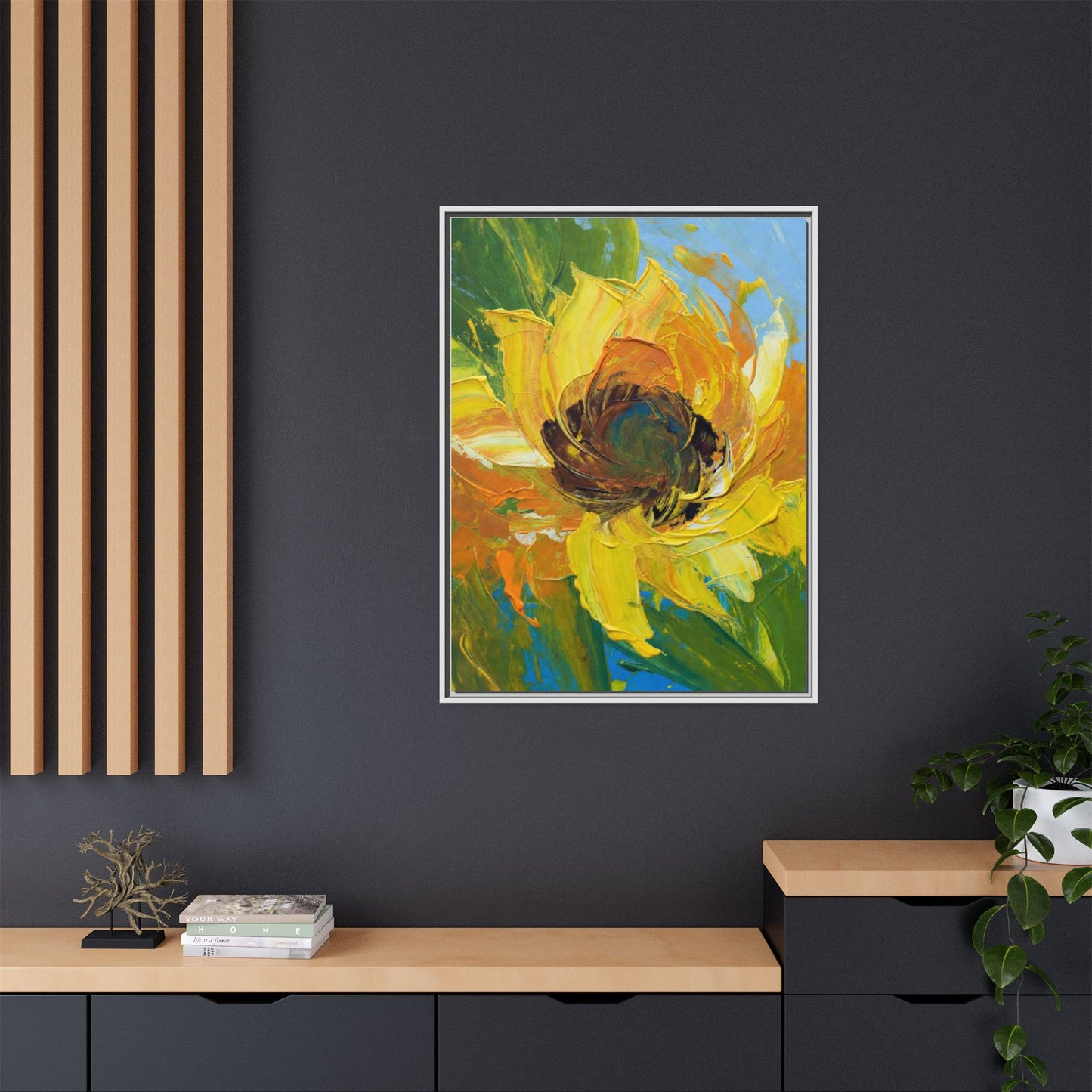 Framed Sunflower Abstract Matte Canvas Print