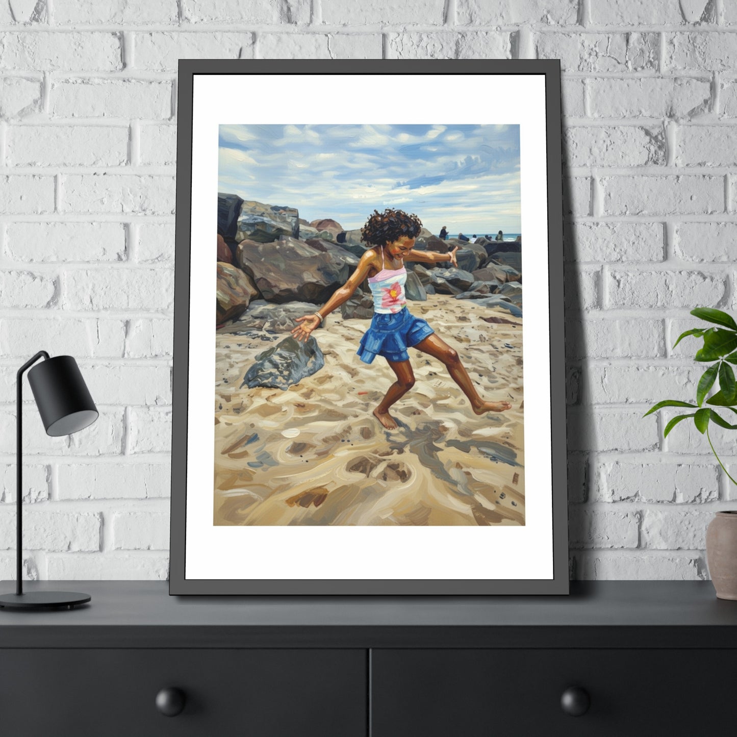 Framed Poster - Joyful Beach Dance Art Print