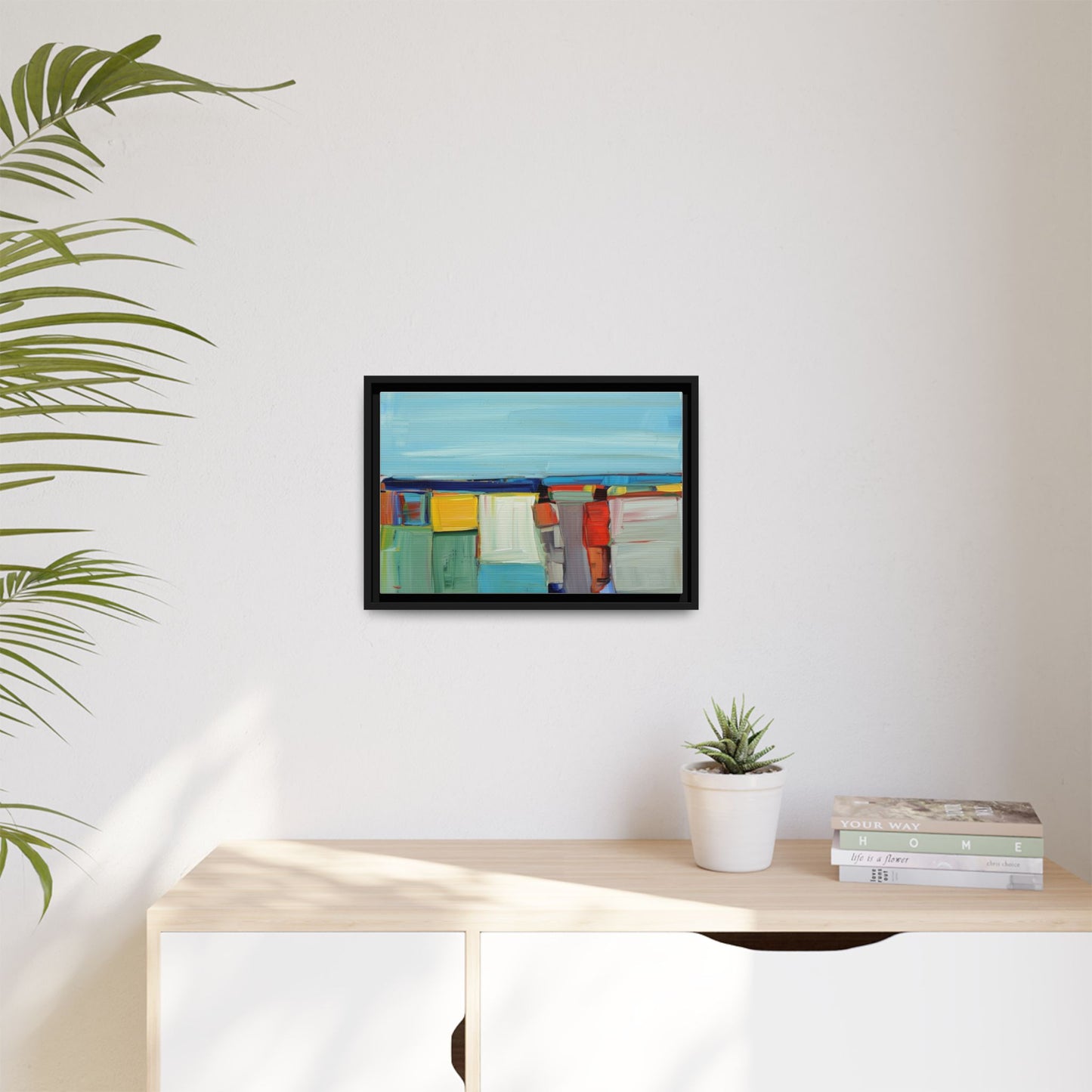 Abstract Coastal Blocks Matte Canvas Print (Framed)