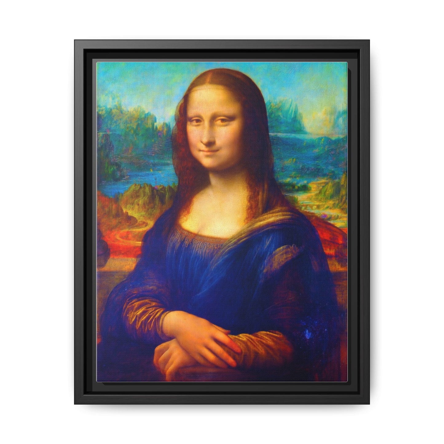 Framed Matte Canvas Print — Colorful Mona Lisa Wall Art