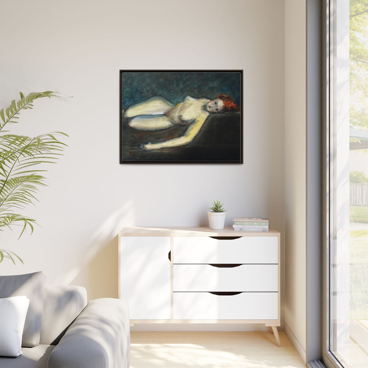 Lying nude by Paul Gosselin Framed Matte Canvas Wall Art Print