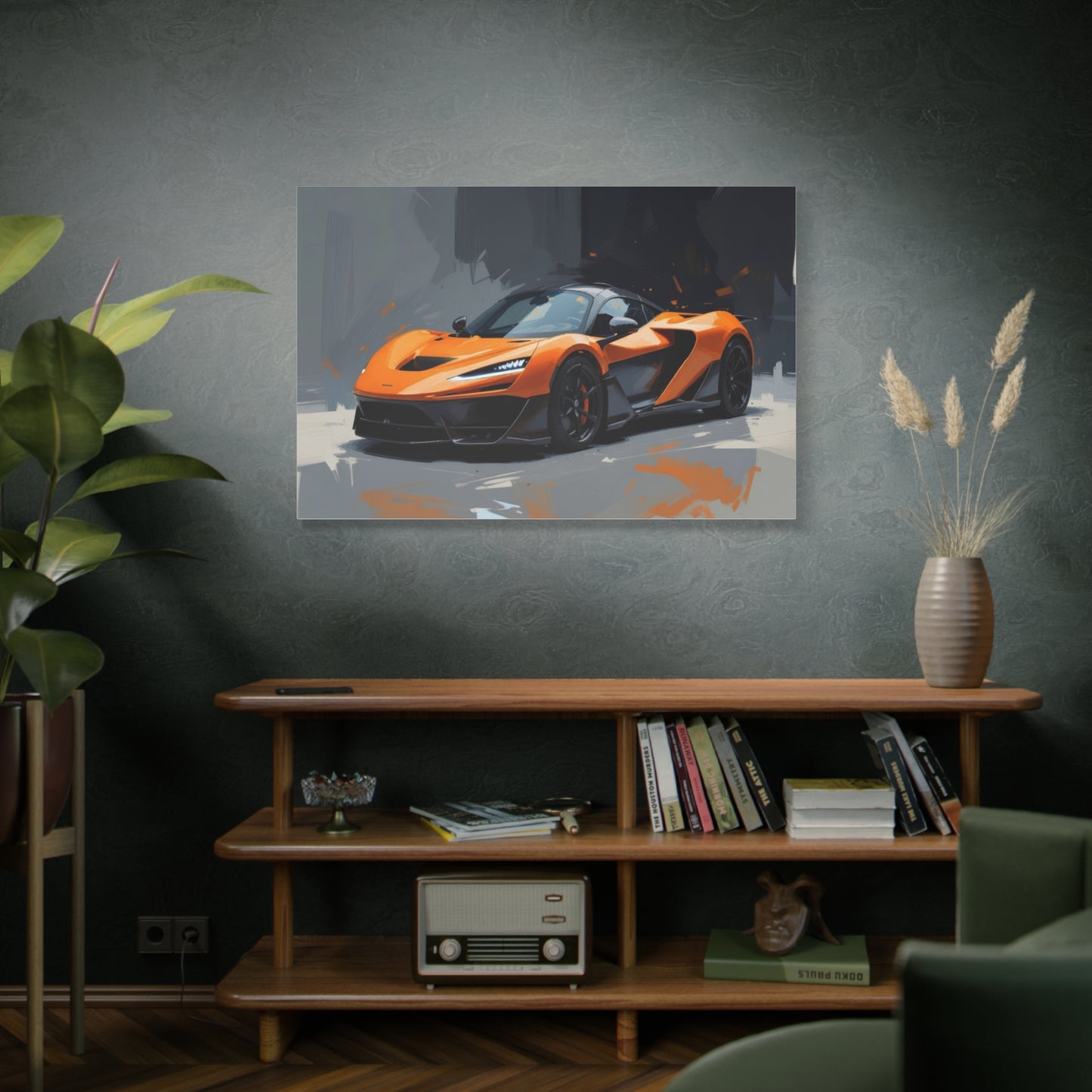 Orange Supercar Matte Canvas Wall Art – Stretched 1.25" Sports Car Print