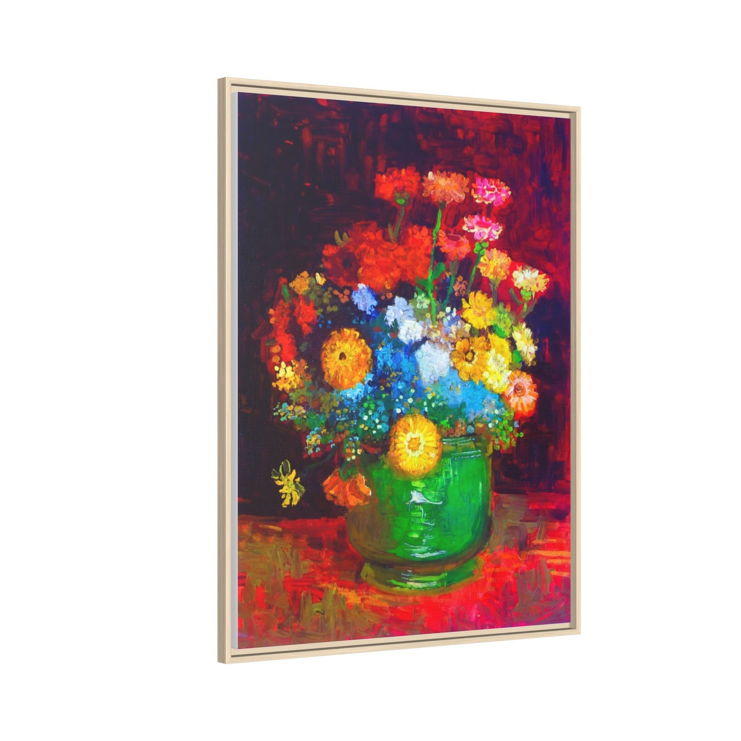 Framed Floral Canvas Print — Colorful Bouquet Wall Art