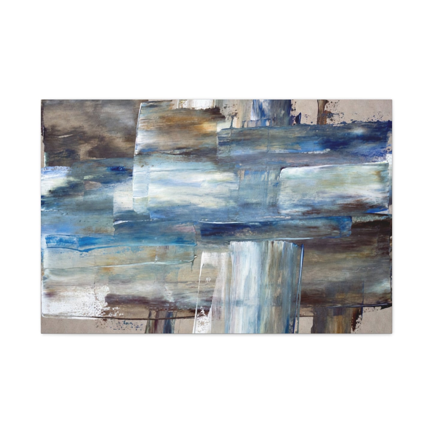 Abstract Blue Waterfall Matte Canvas Wall Art, Stretched 1.25"