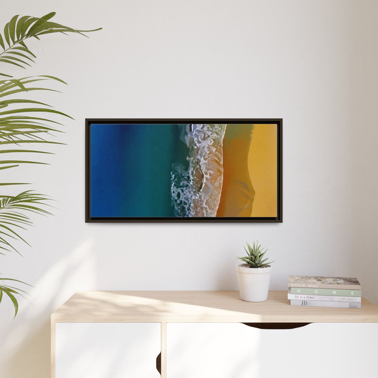 Framed Matte Canvas Seascape Print – Coastal Waves Wall Art