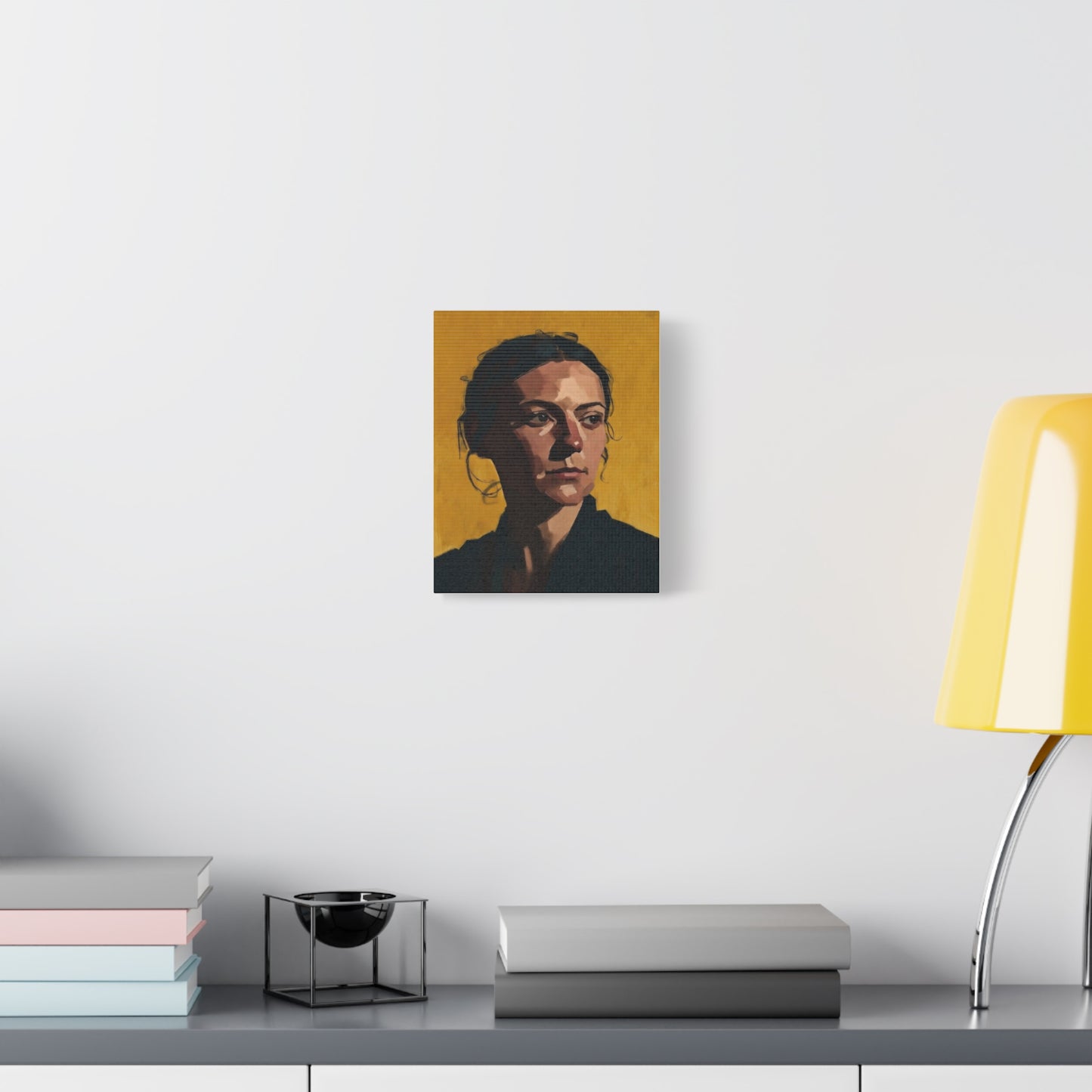 Portrait Painting Canvas Print — Moody Golden Female Portrait on Matte Stretched Canvas