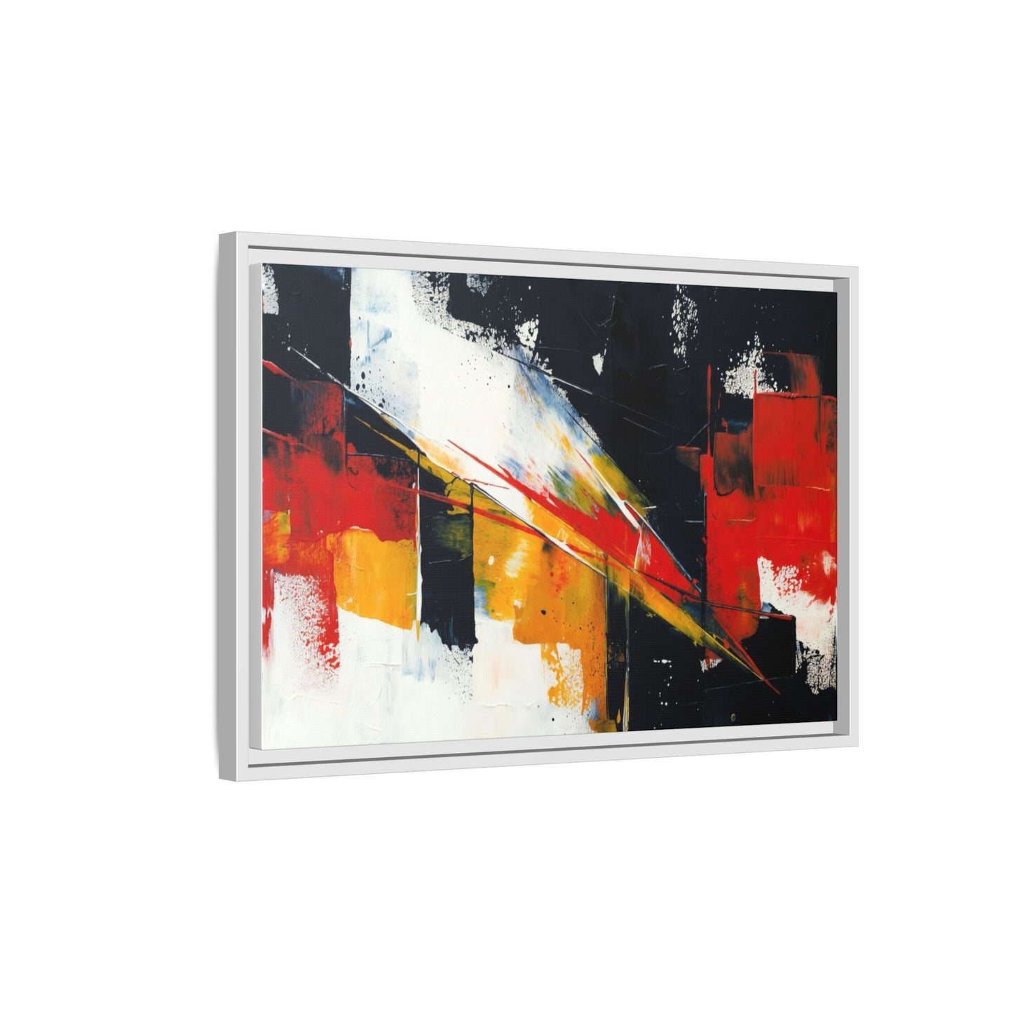 Abstract Red & Black Framed Canvas Print — Modern Geometric Wall Art